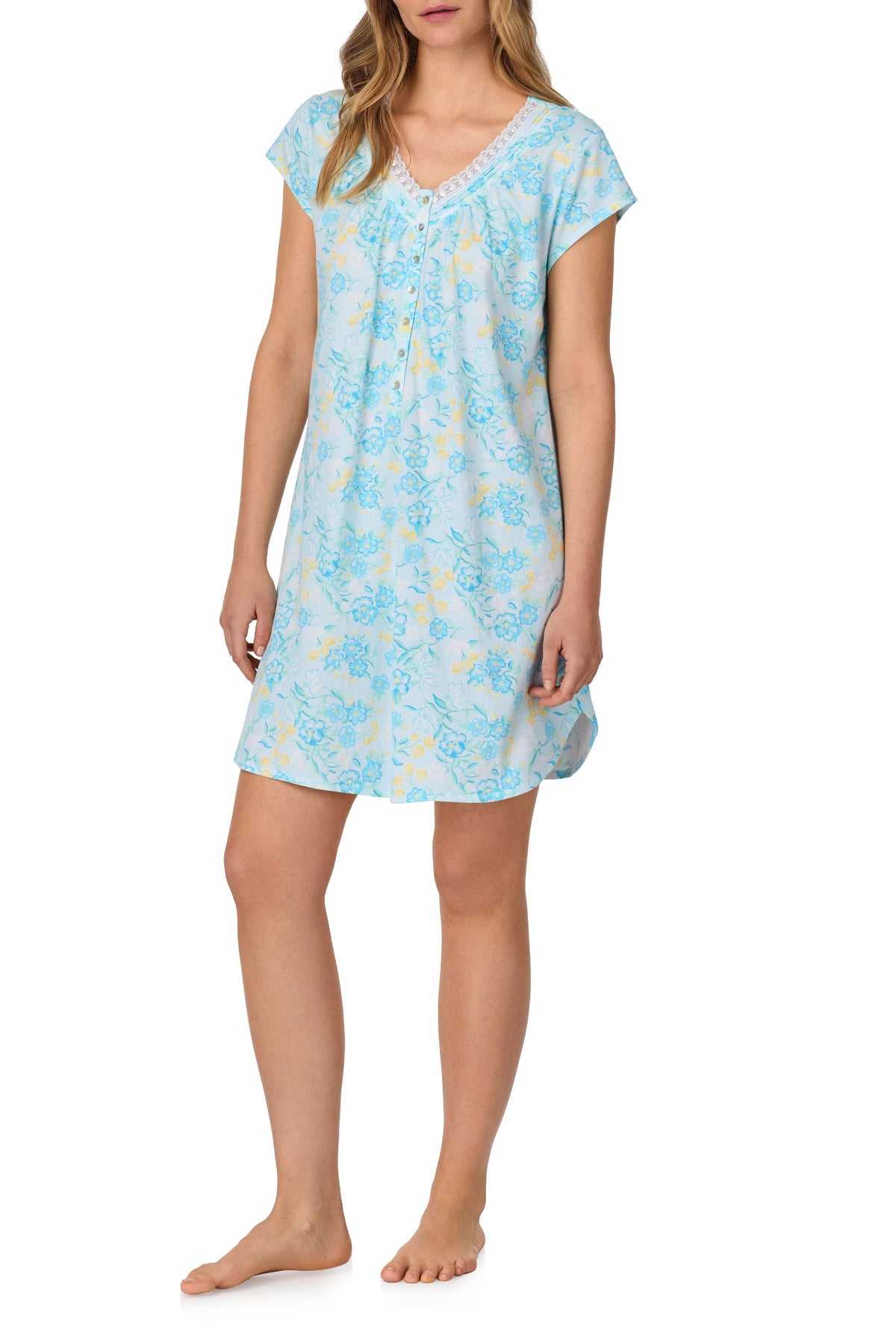 Lemon Flora Cotton Knit Nightshirt