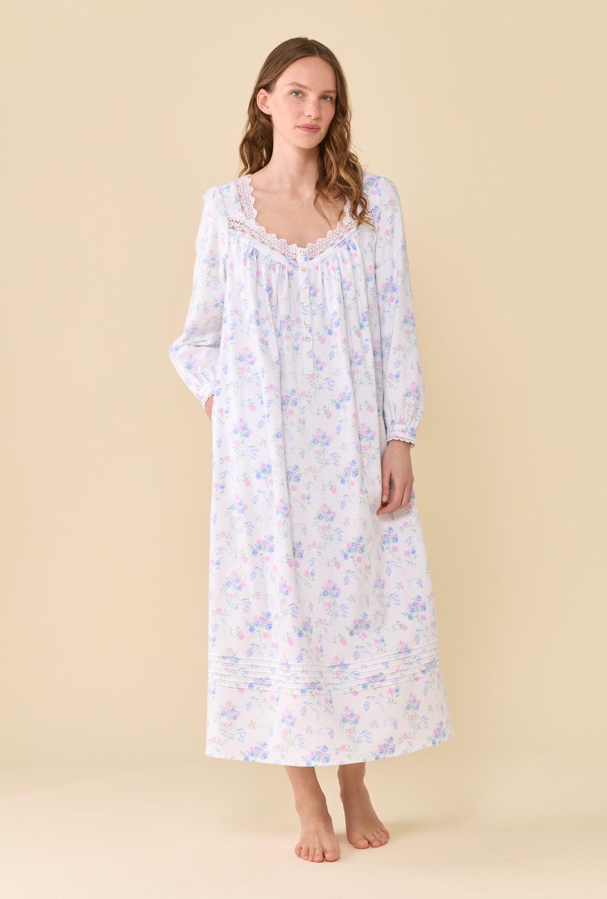 Autumn Rose 100% Cotton Brushed Flannel Long Sleeve Ballet Nightgown