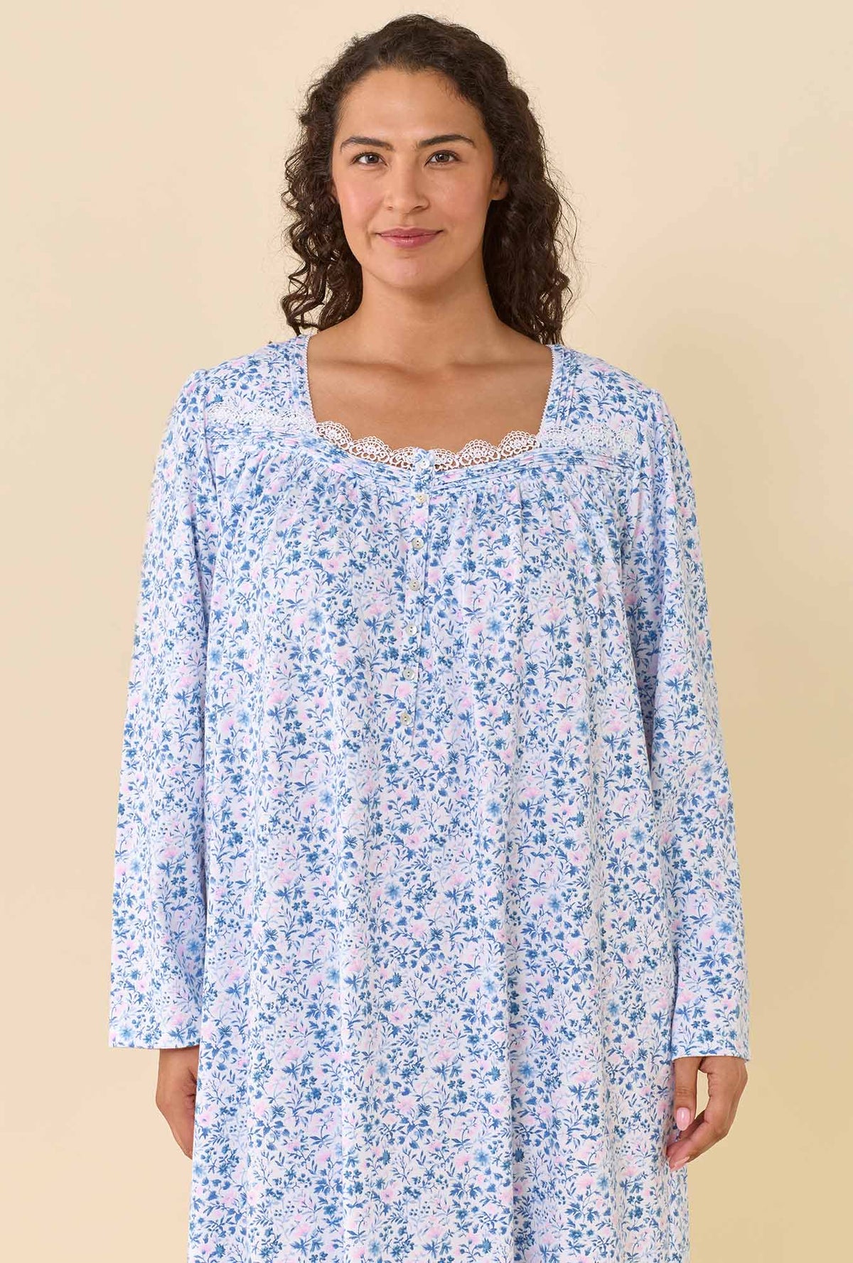 Rosette 100% Cotton Jersey Knit Long Sleeve Ballet Nightgown