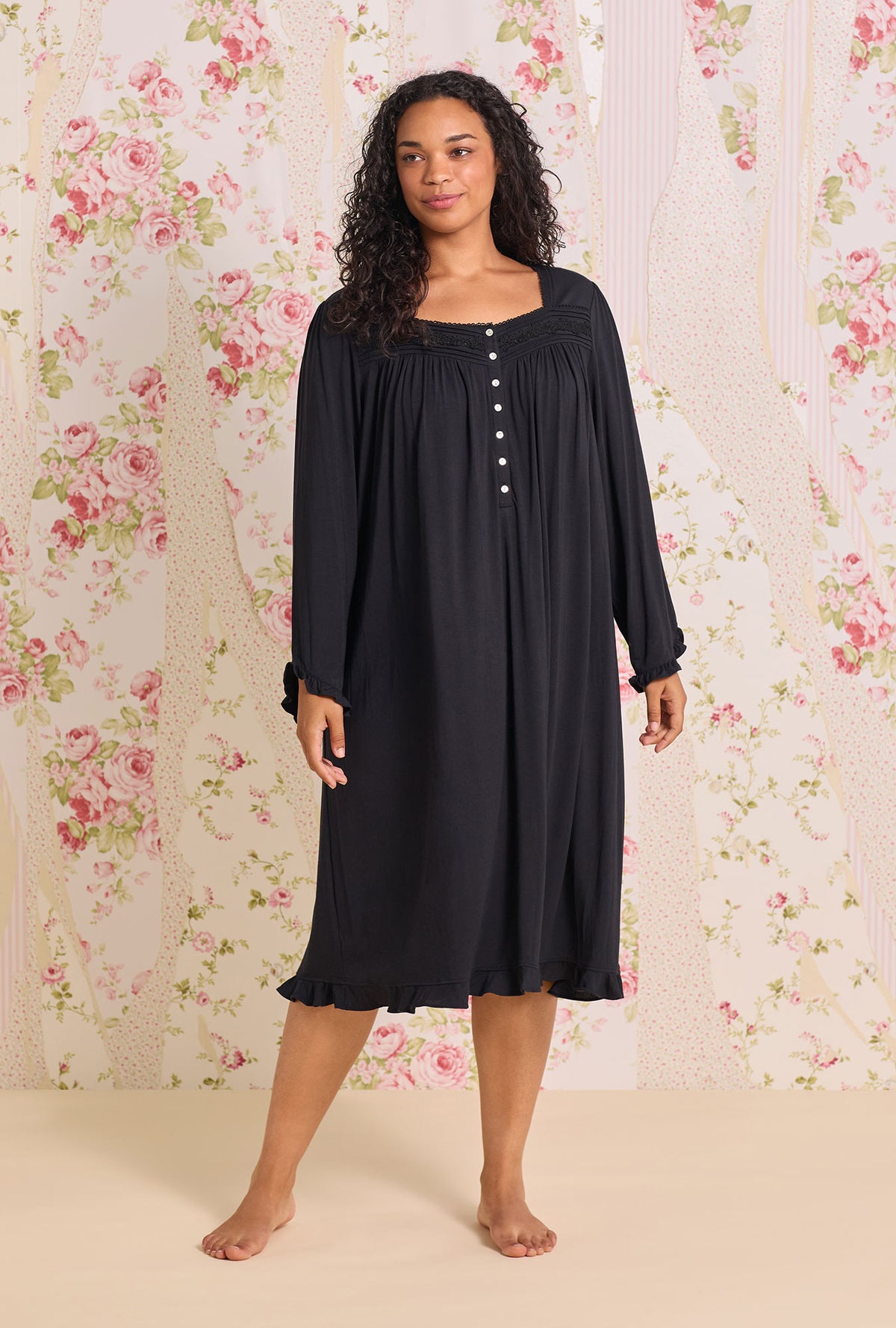Iconic Black Tencel™ Modal Long Sleeve Ballet Nightgown