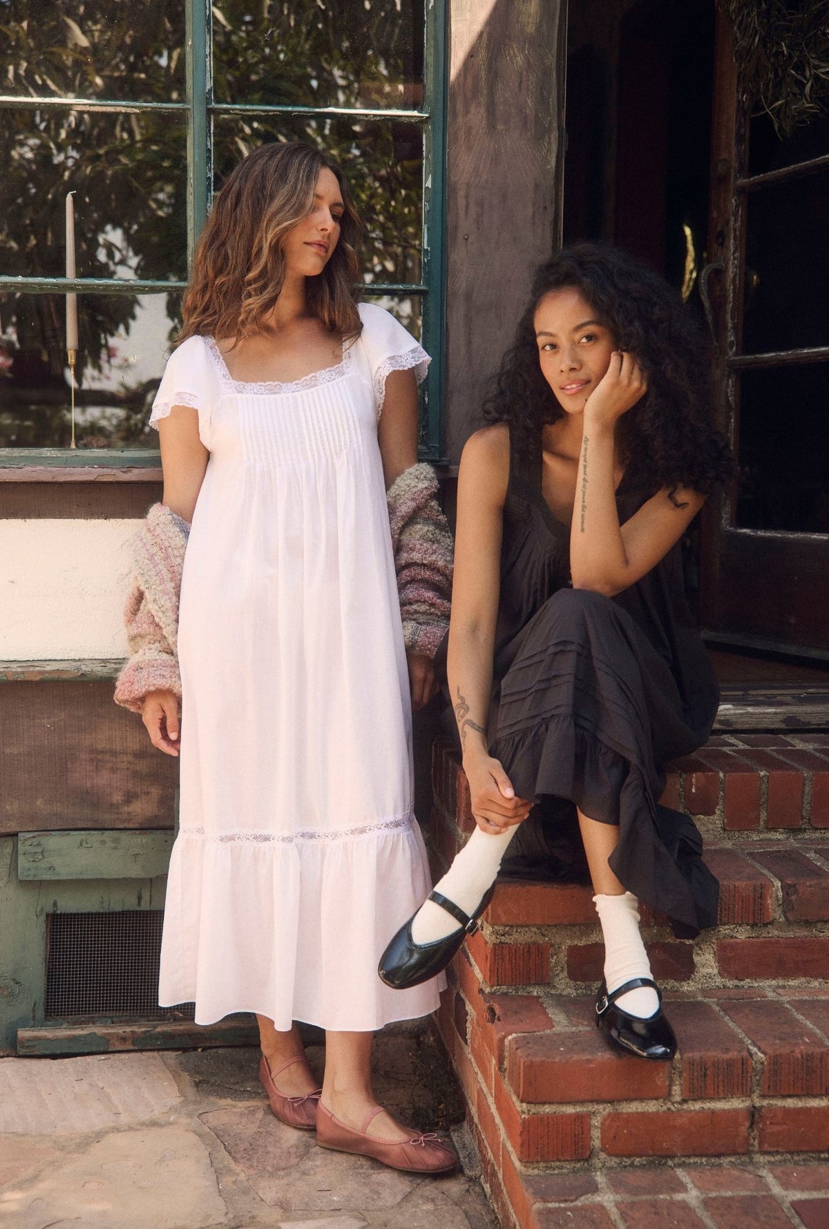 The "Grace" Iconic White Cotton Lawn Flutter Sleeve Ballet Nightgown