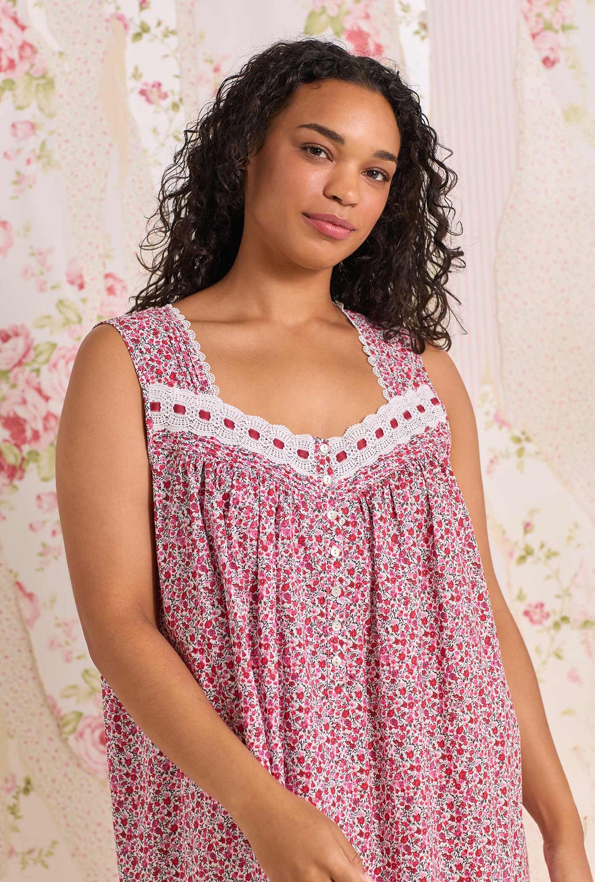 The "Eileen" Holiday Camellia Cotton Lawn Ballet Nightgown