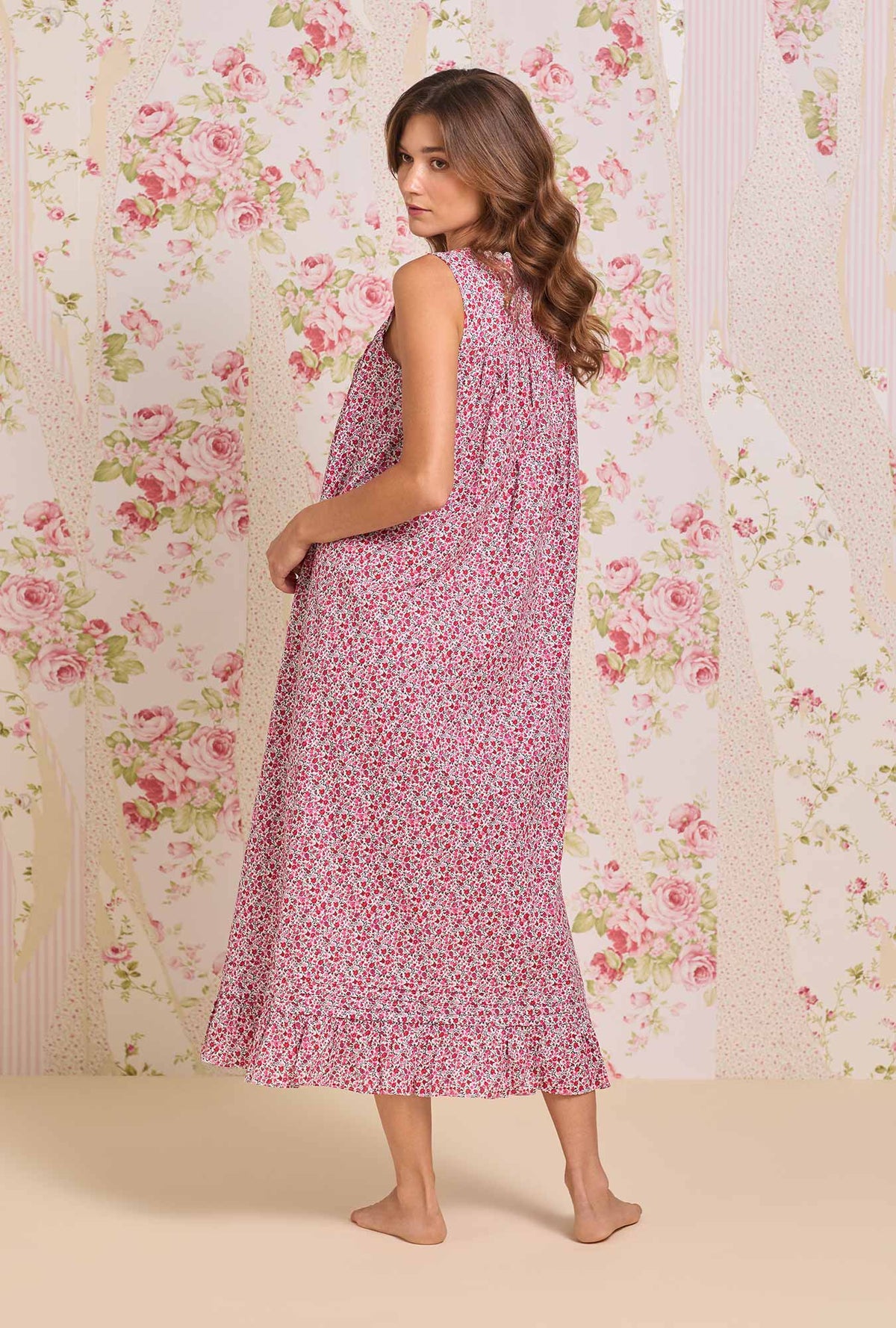 The "Eileen" Holiday Camellia Cotton Lawn Ballet Nightgown