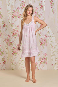 Blush Bloom Cotton Lawn Short Chemise