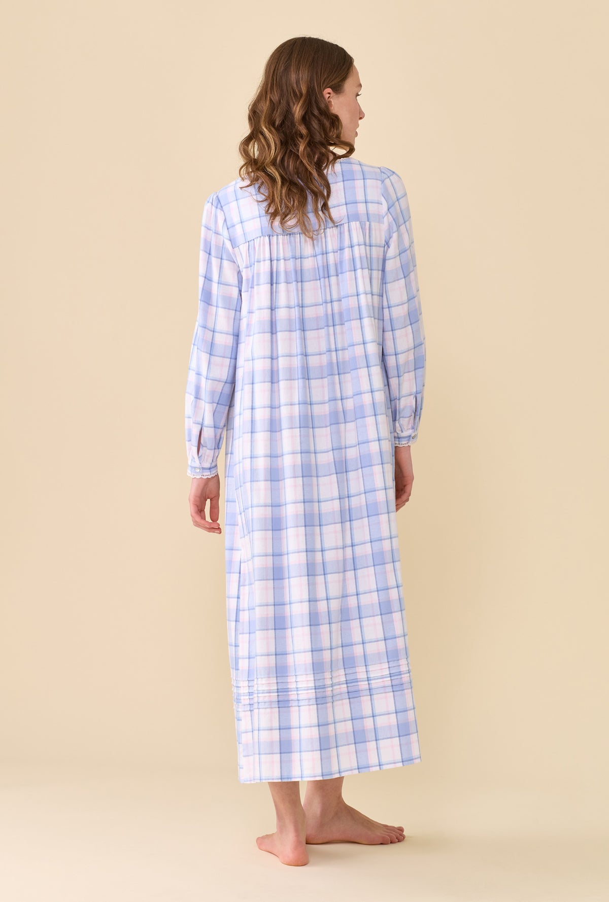 Weekend Plaid 100% Cotton Brushed Flannel Long Sleeve Ballet Nightgown