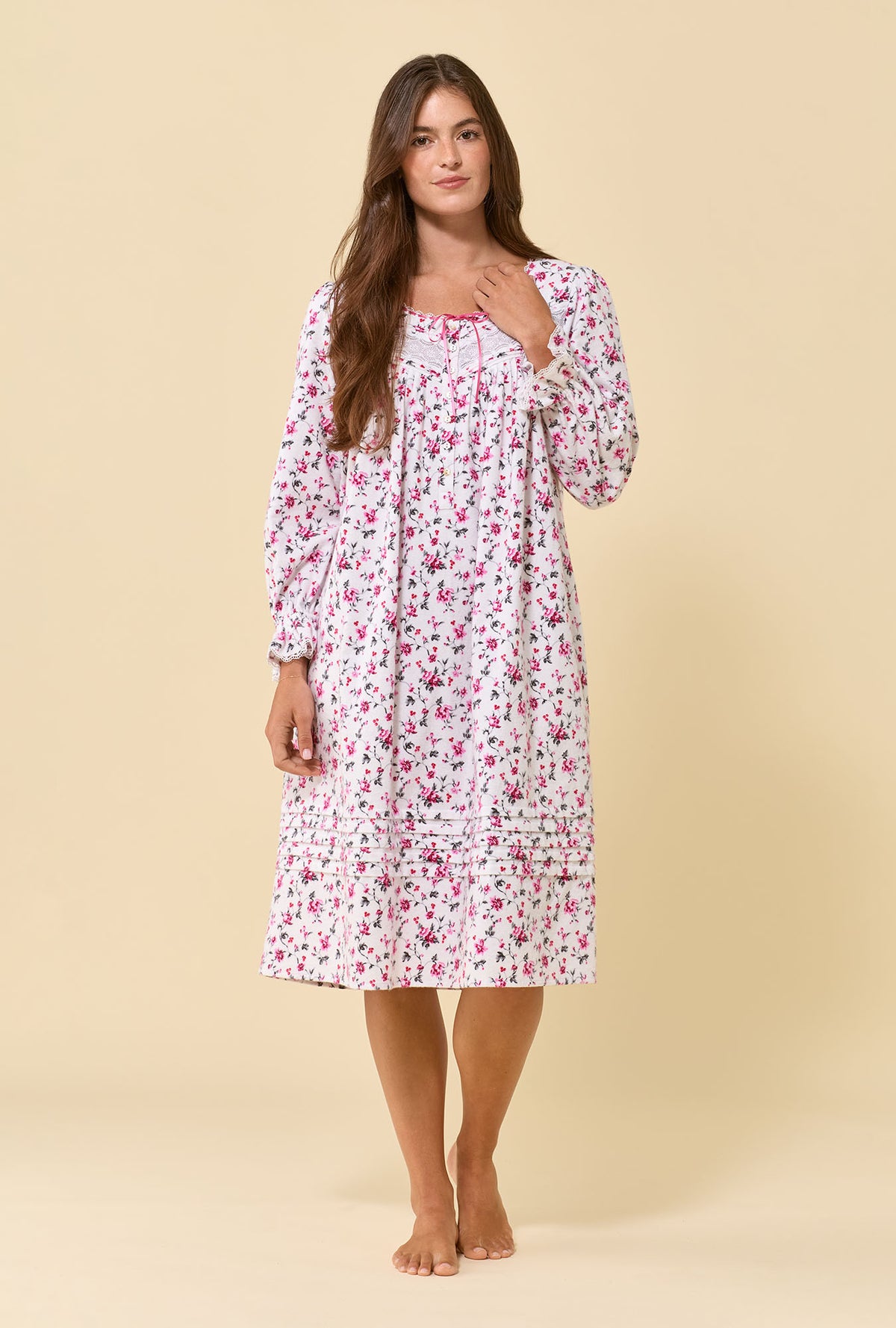 Wildberry 100% Cotton Flannel Long Sleeve Waltz Nightgown