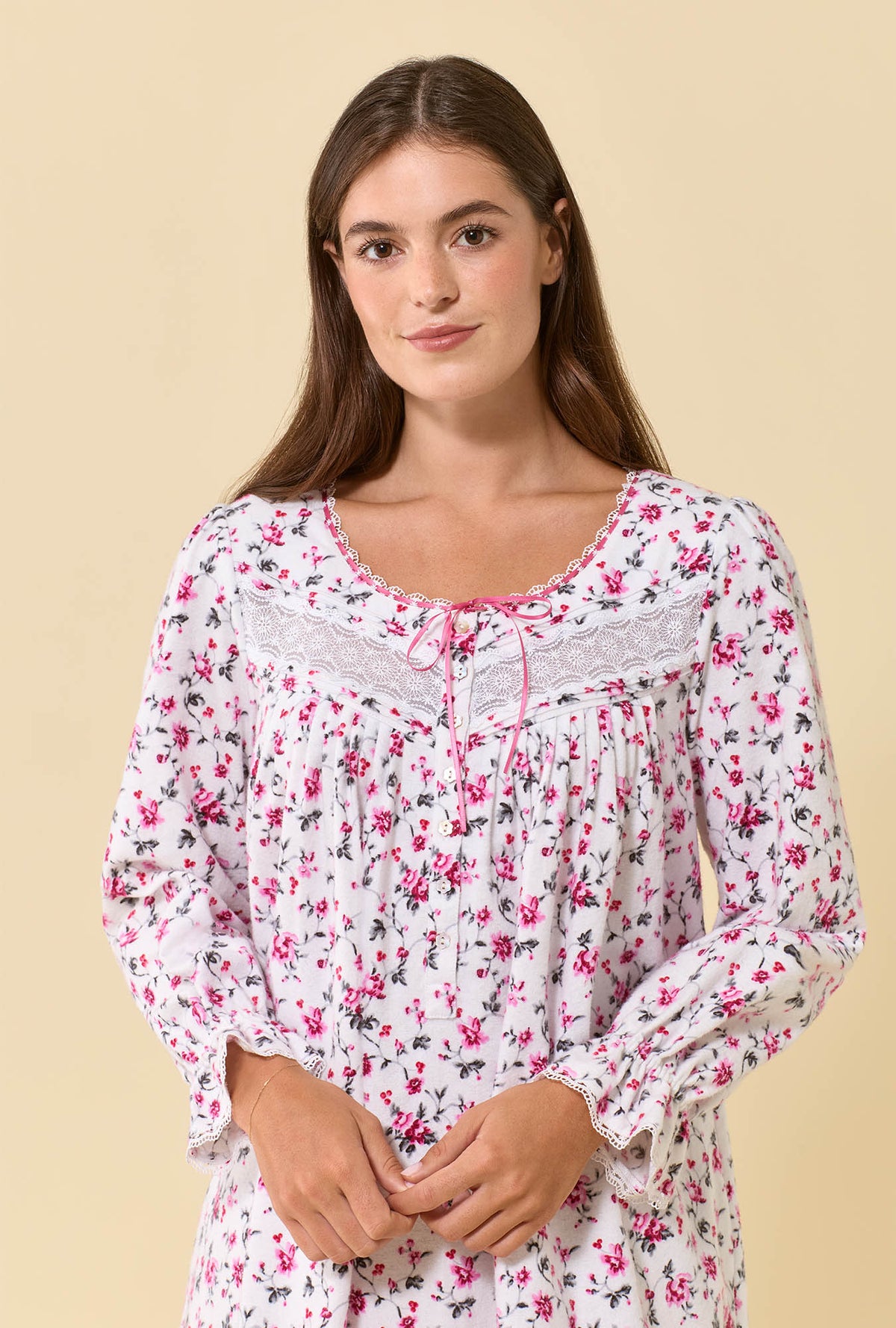 Wildberry 100% Cotton Flannel Long Sleeve Waltz Nightgown