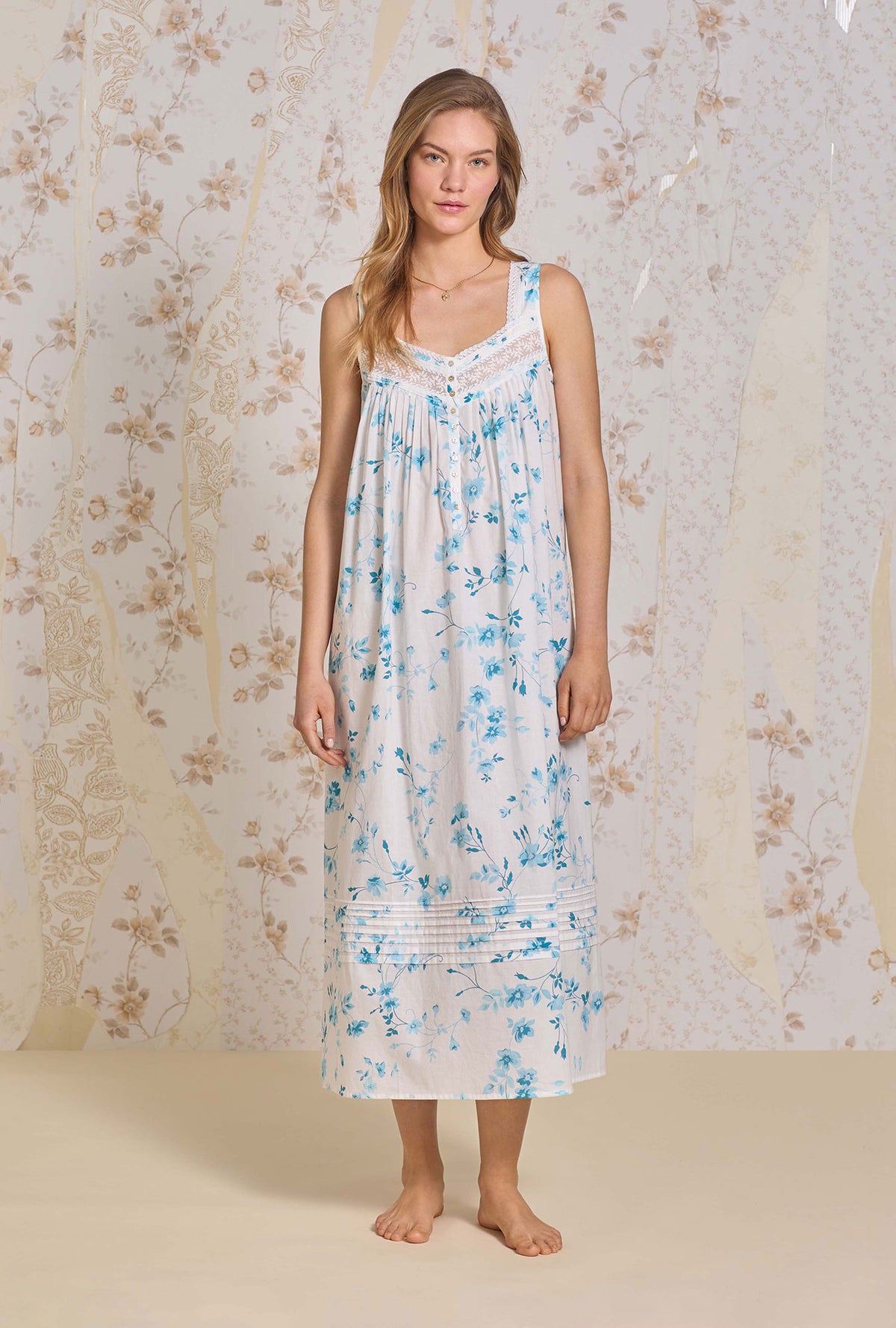 The &quot;Eileen&quot; Aqua Dream Cotton Lawn Ballet Nightgown