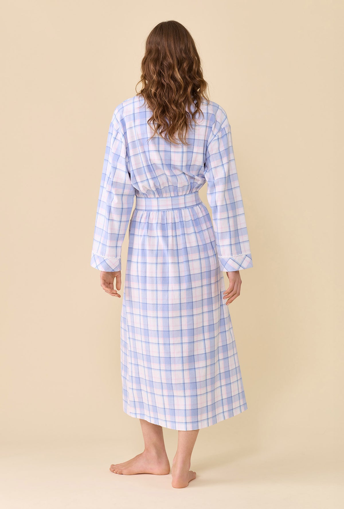 Weekend Plaid 100% Cotton Brushed Flannel Long Wrap Robe