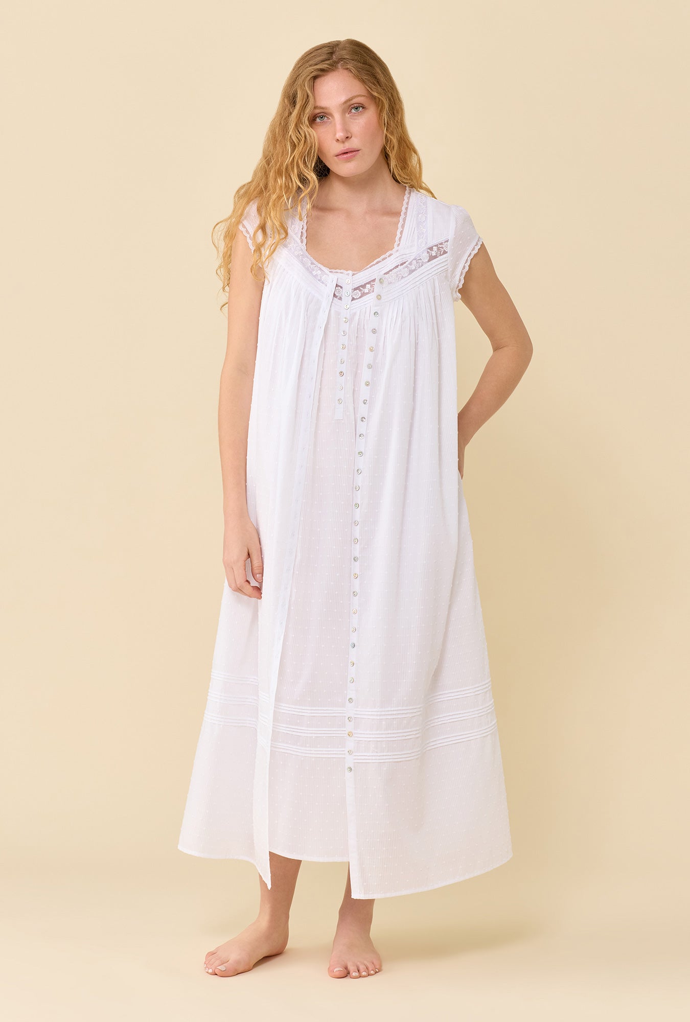 cotton sleep dress Elsa - Women's Long Sleeve Nightgown offering a breezy fit for those warm Papinelle | Jada Organic Cotton