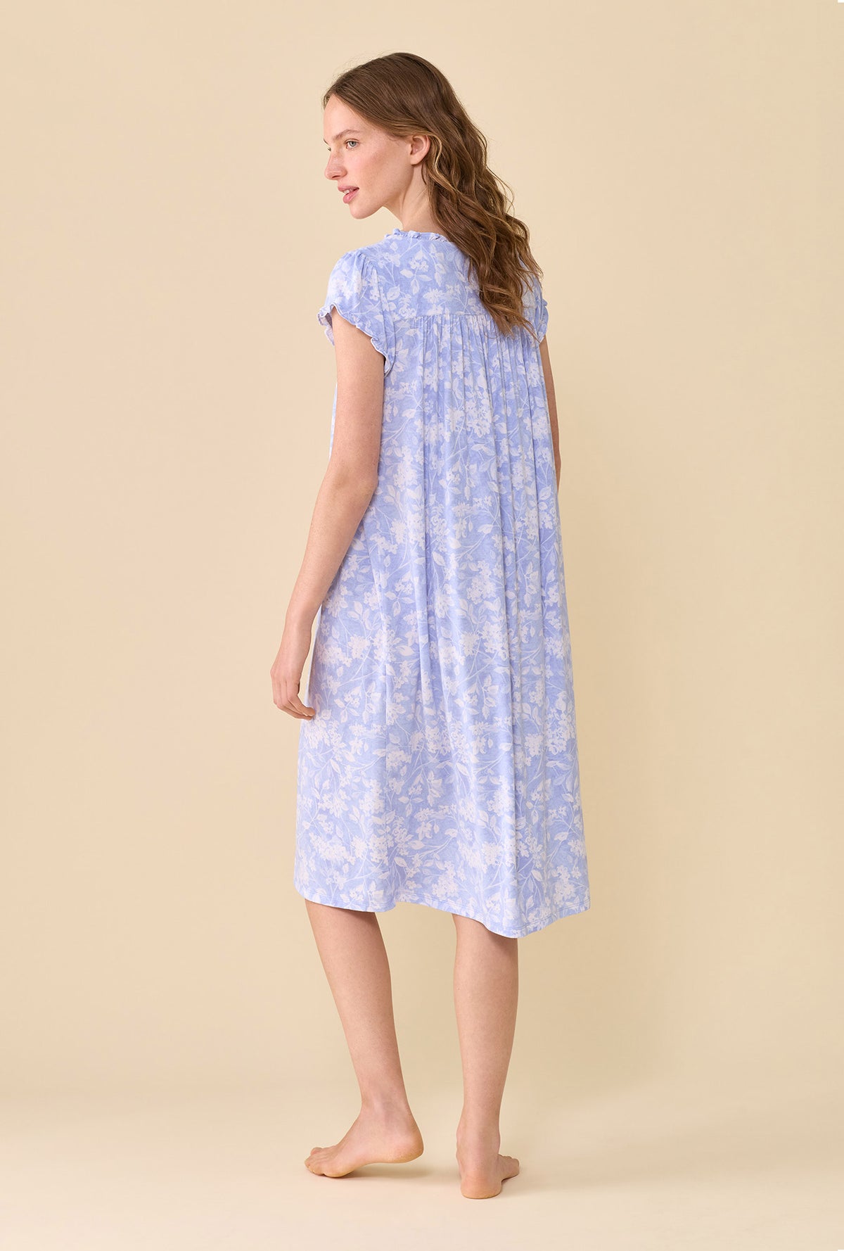 Ondine Floral TENCEL™ Modal Spandex Jersey Knit Cap Sleeve Waltz Nightgown