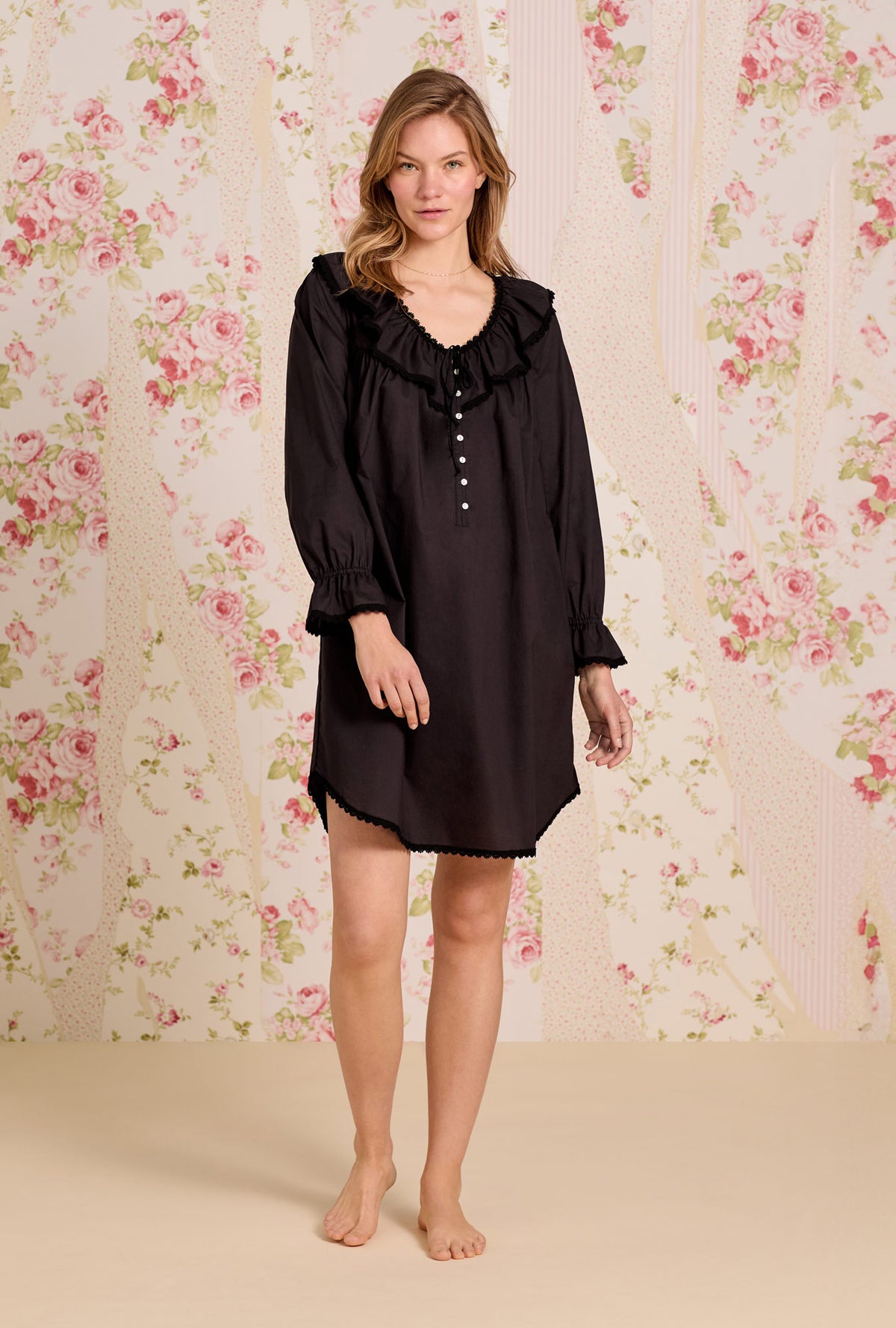 The "Clara" Iconic Black Cotton Lawn Poet Shirt