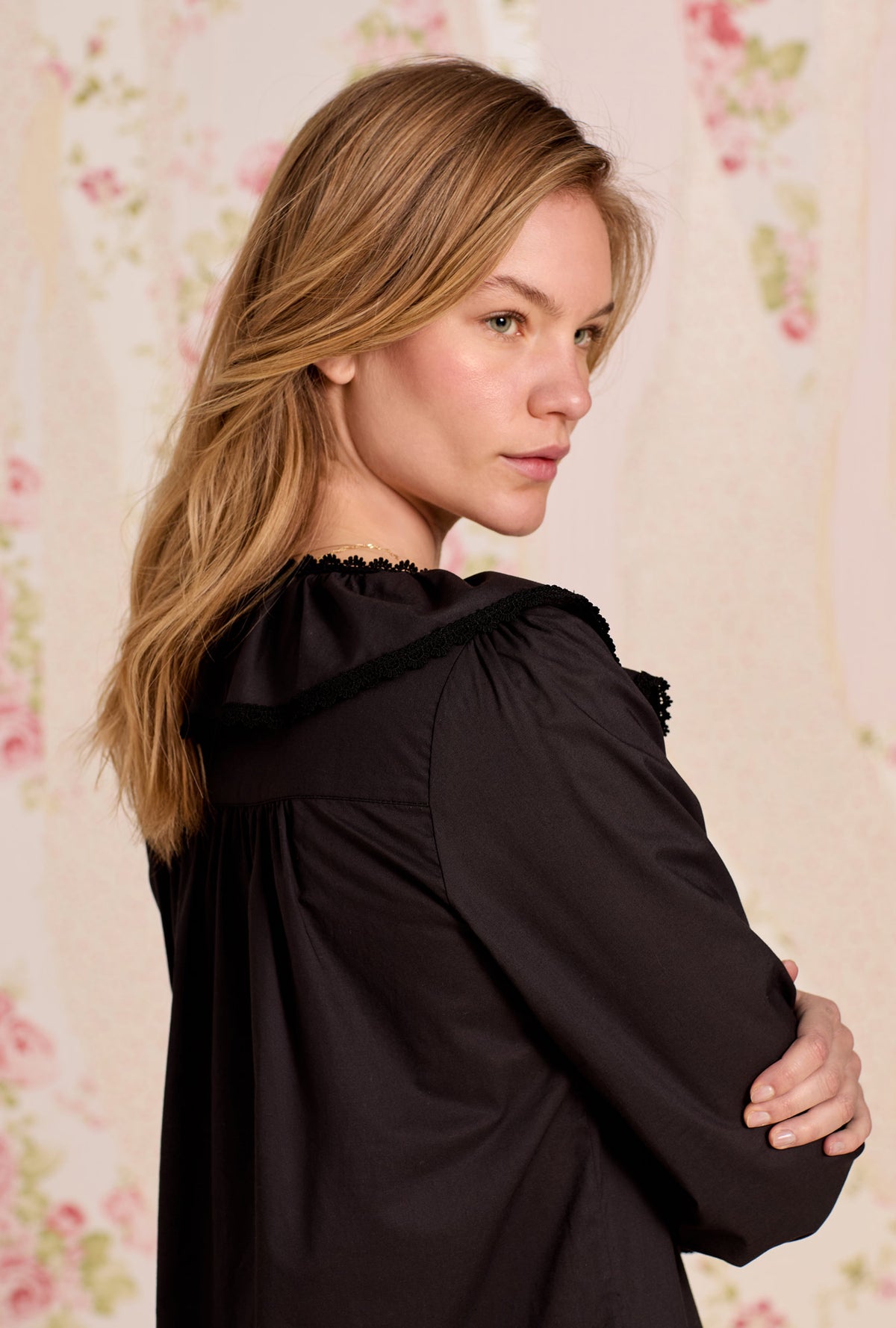 The "Clara" Iconic Black Cotton Lawn Poet Shirt