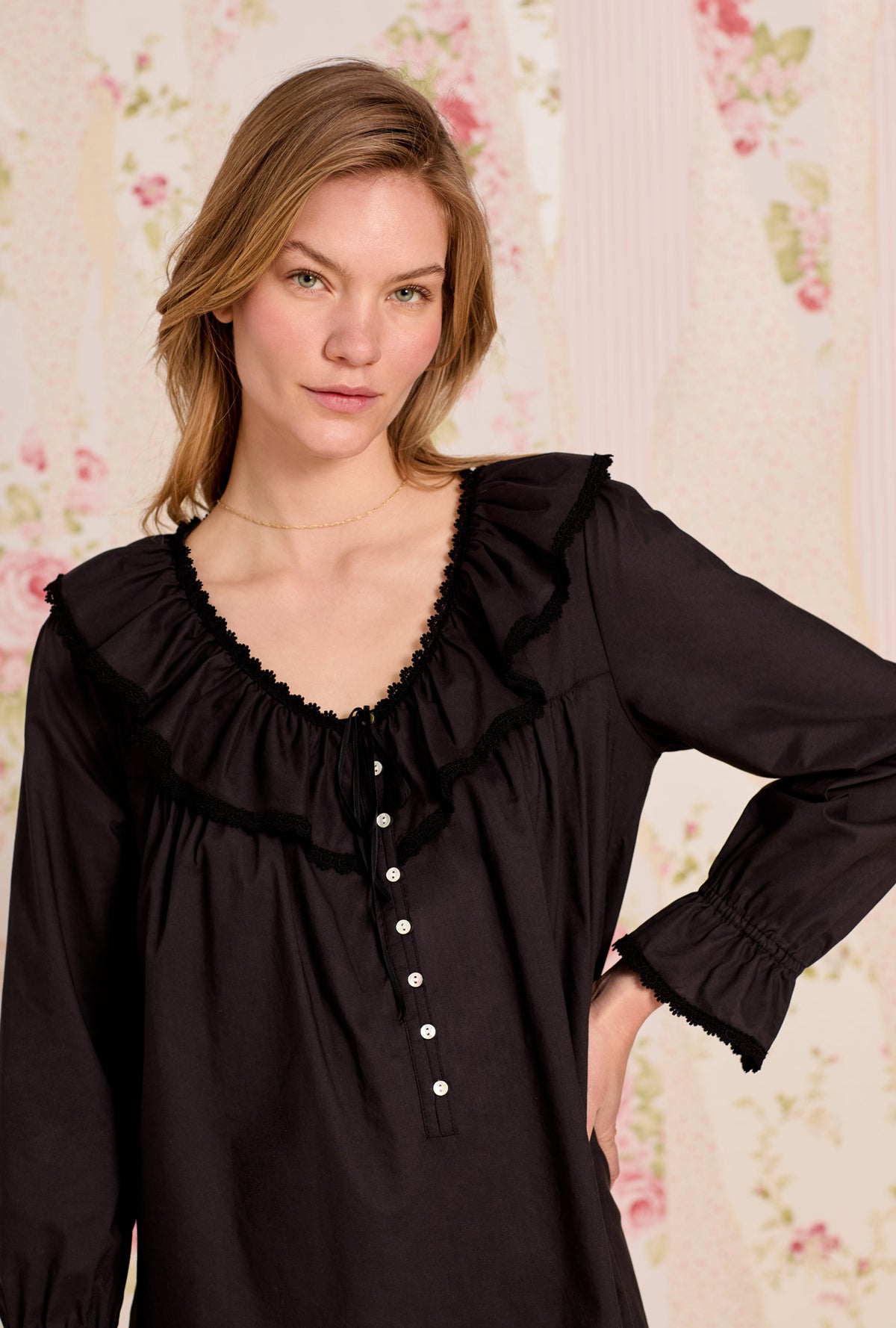 The "Clara" Iconic Black Cotton Lawn Poet Shirt