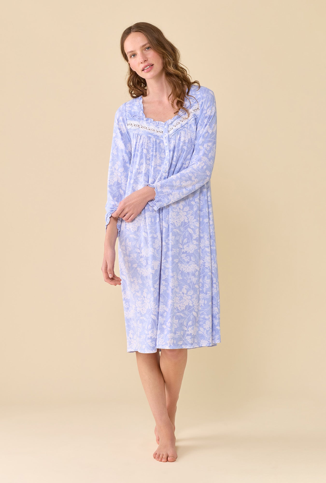 Ondine Floral TENCEL™ Modal Spandex Jersey Knit Long Sleeve Ballet Nightgown