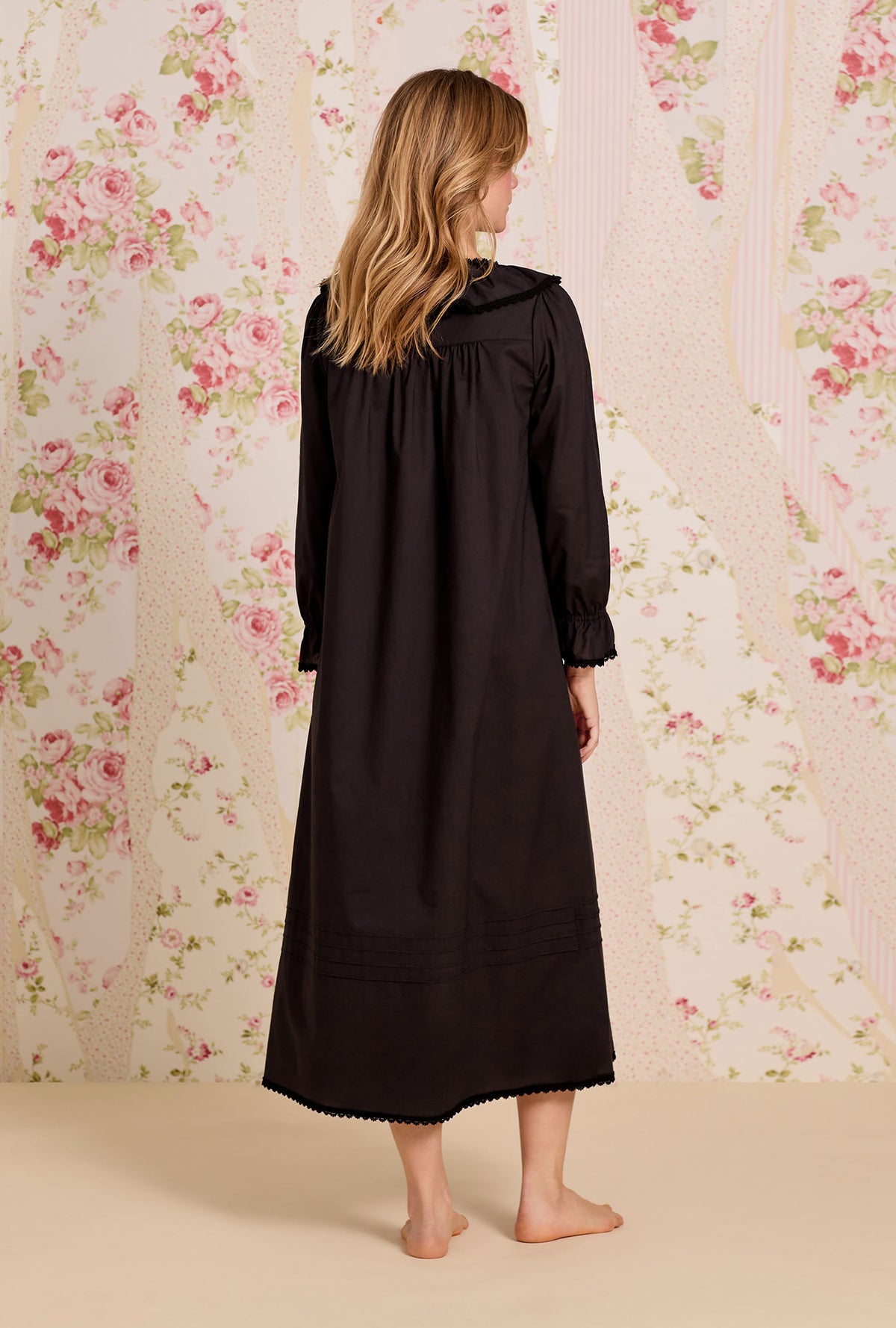 The "Clara" Iconic Black Cotton Lawn Nightdress