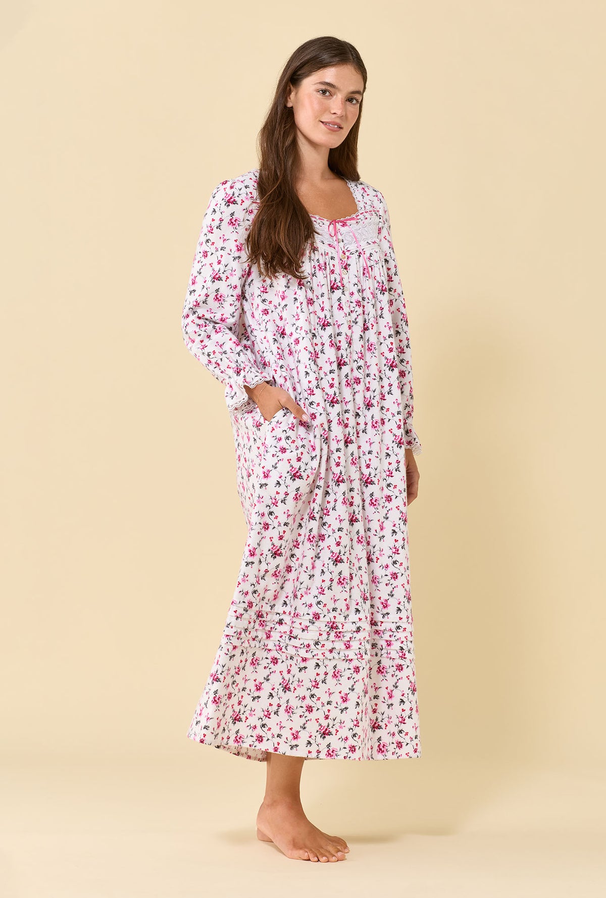 Wildberry 100% Cotton Flannel Long Sleeve Ballet Nightgown