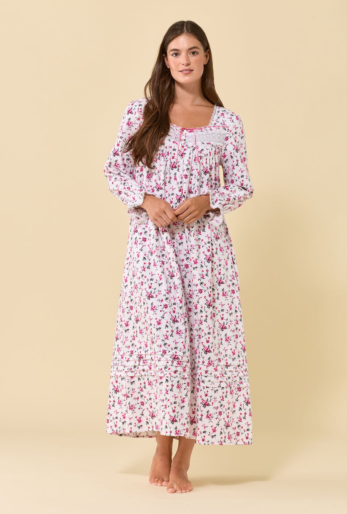 Wildberry 100% Cotton Flannel Long Sleeve Ballet Nightgown