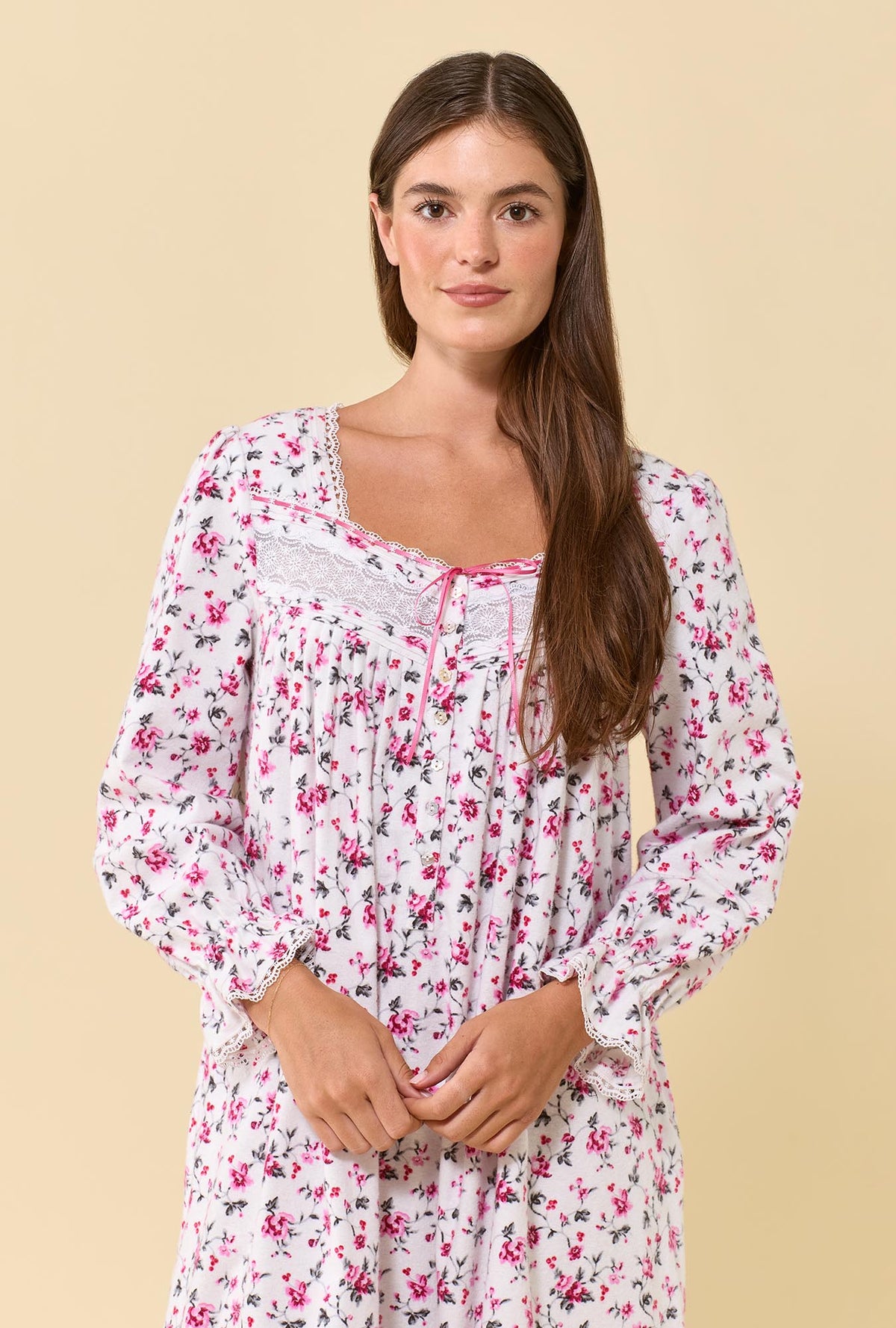 Wildberry 100% Cotton Flannel Long Sleeve Ballet Nightgown