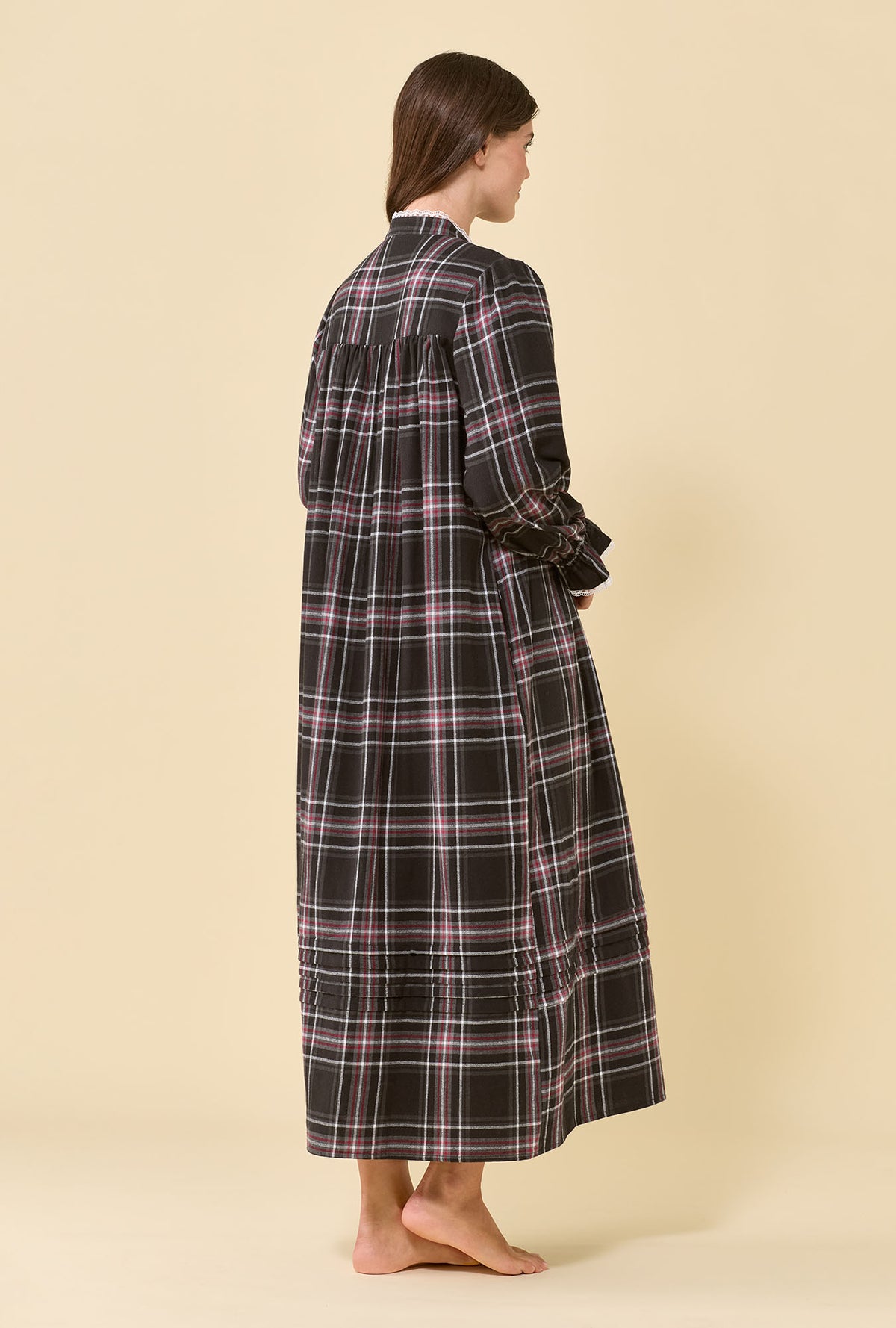 Blackthorn Plaid 100% Cotton Flannel High Neck Long Sleeve Ballet Nightgown