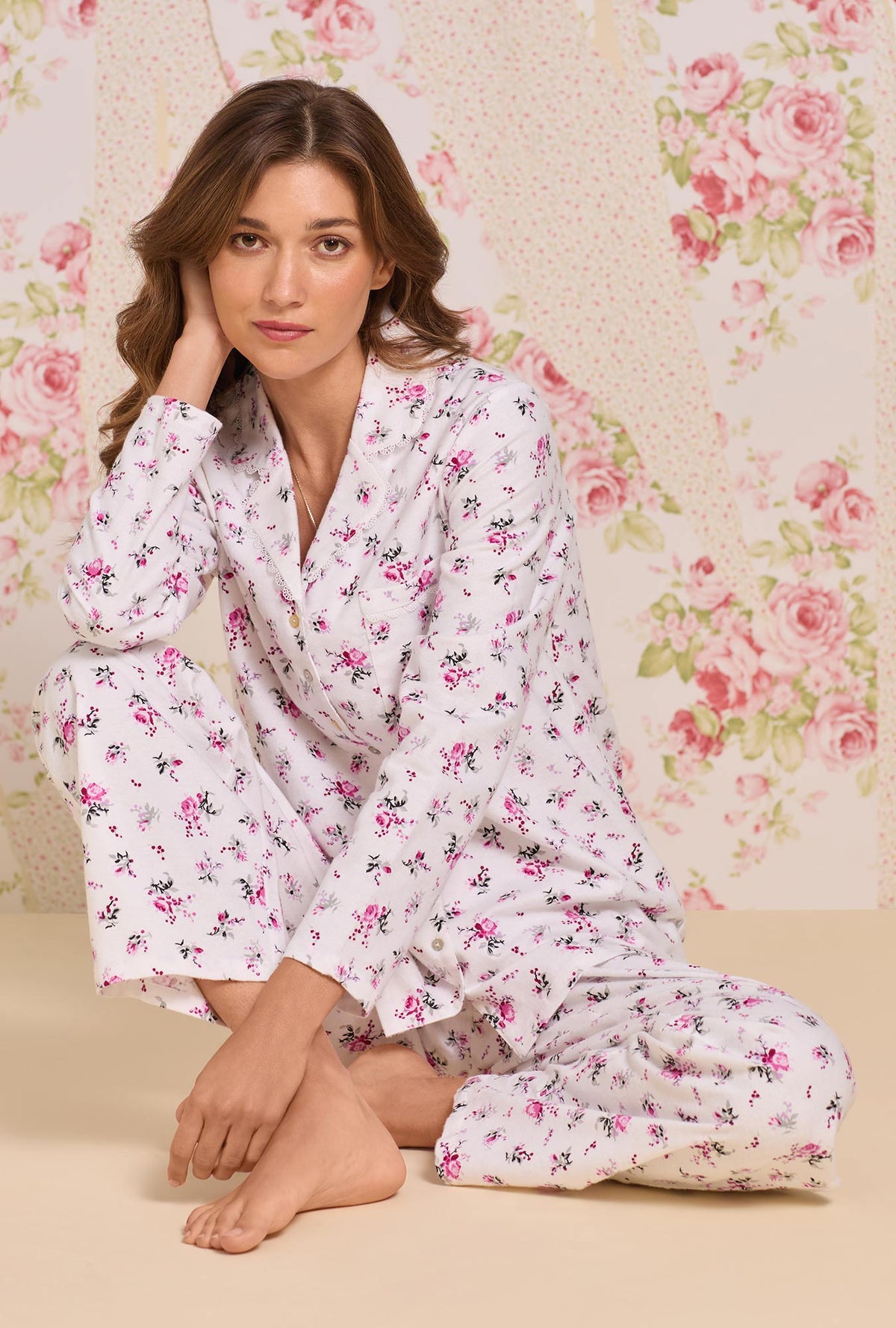 Winter Rosette Cotton Flannel Pajama