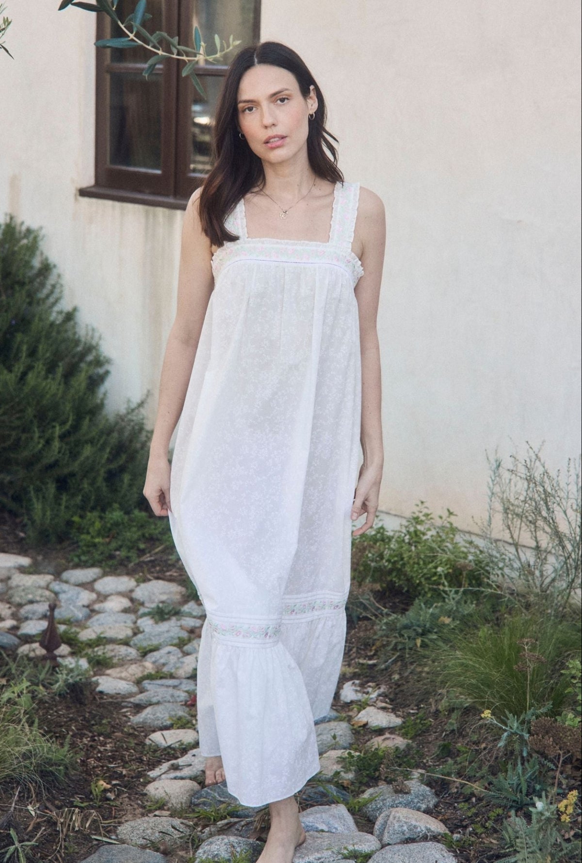 The "Heather" Shadow Floral Cotton Lawn Ballet Nightgown