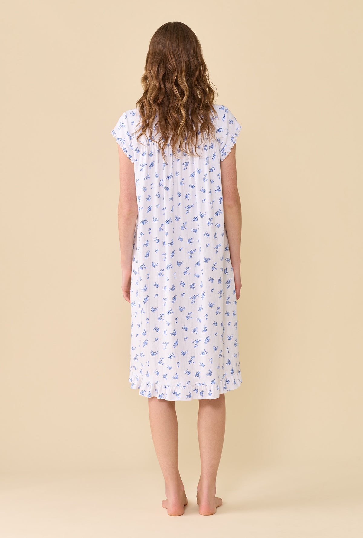 Forget-Me-Not 100% Cotton Pointelle Cap Sleeve Waltz Nightgown
