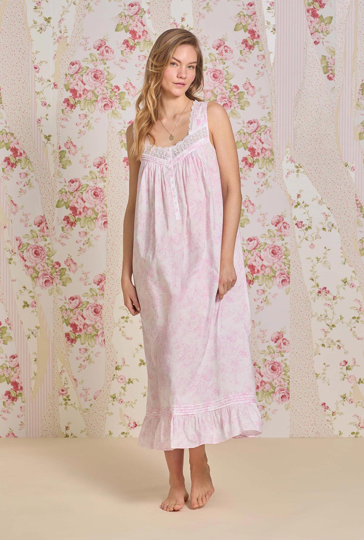 The &quot;Eileen&quot; Blush Bloom Cotton Lawn Ballet Nightgown