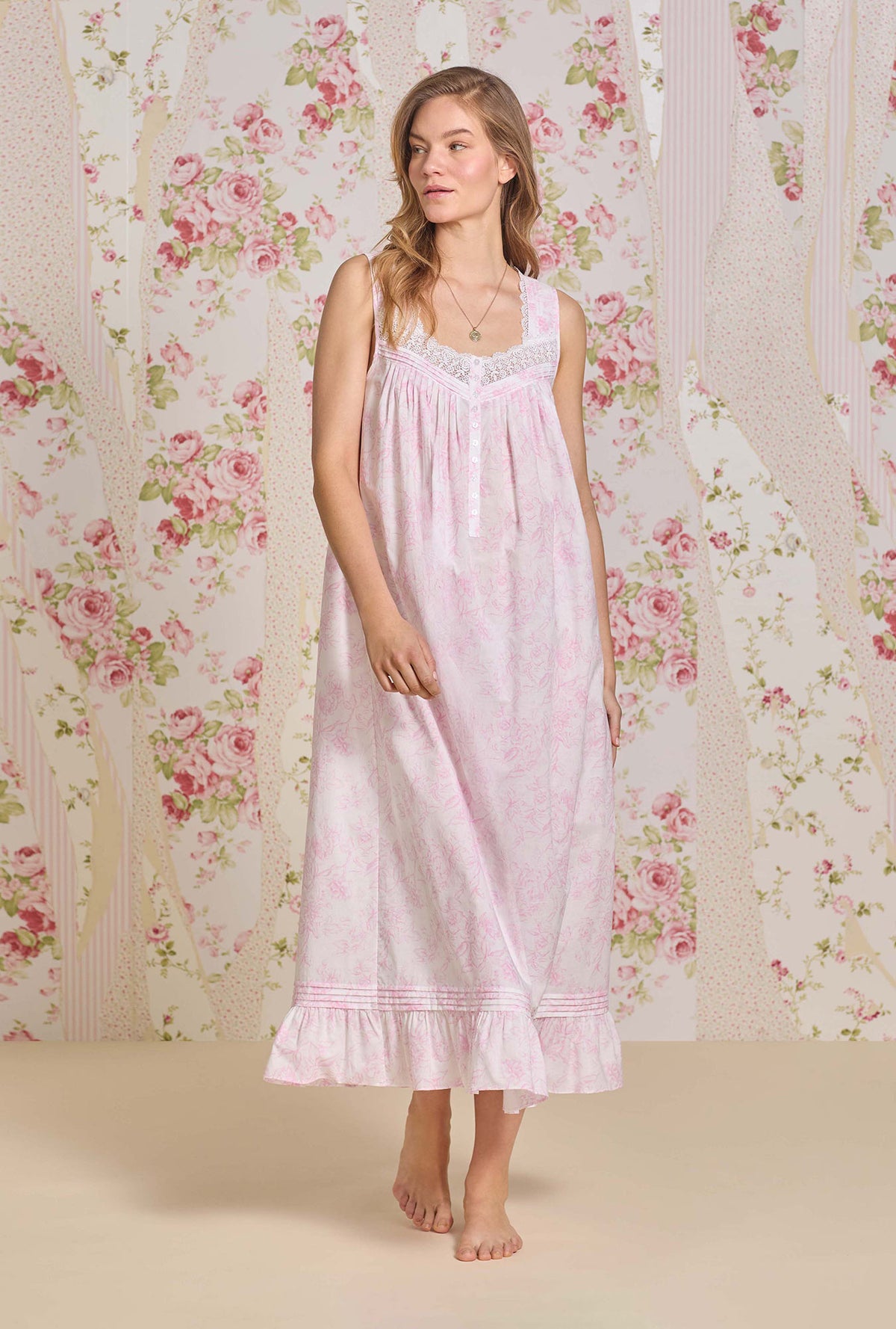 The &quot;Eileen&quot; Blush Bloom Cotton Lawn Ballet Nightgown