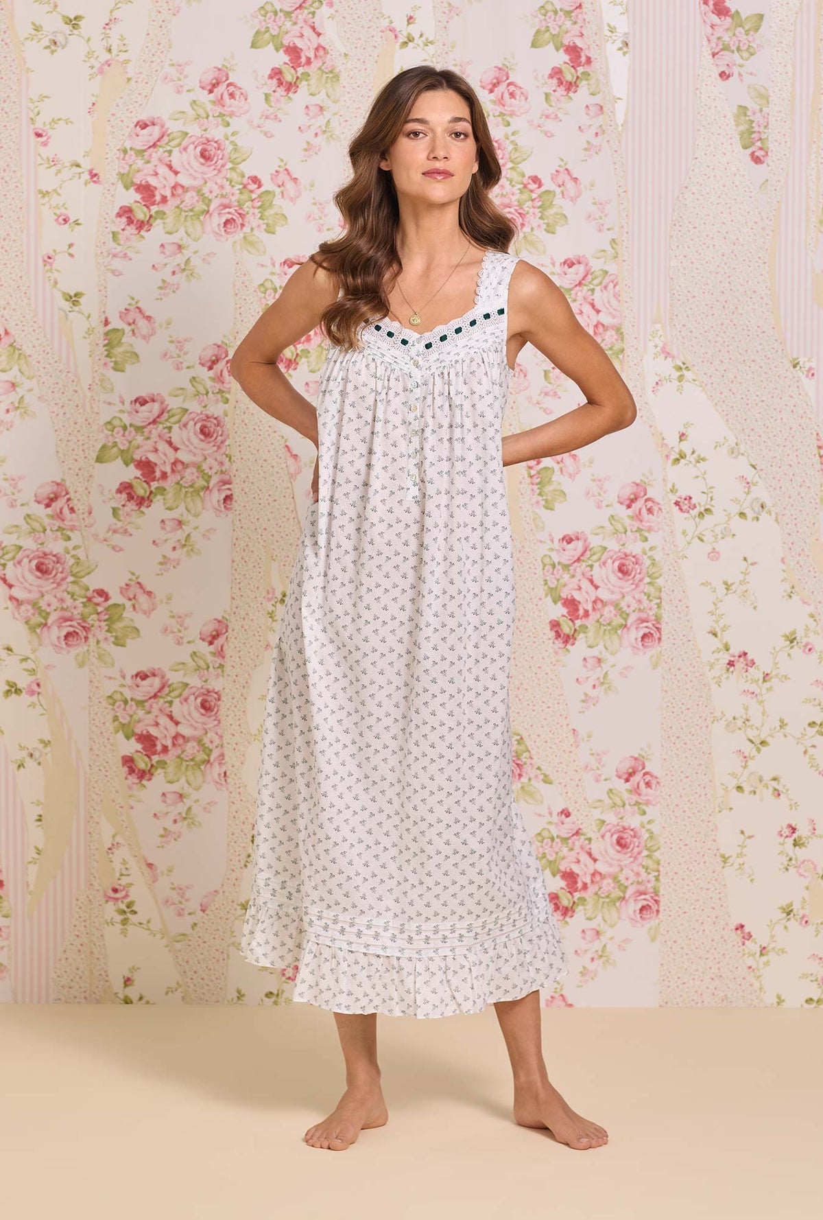The "Eileen" Heirloom Mistletoe Cotton Lawn Ballet Nightgown