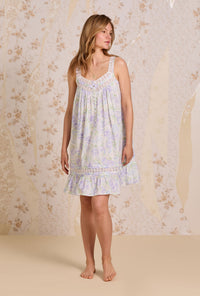 A lady wearing Lavender Echo Cotton Lawn Chemise