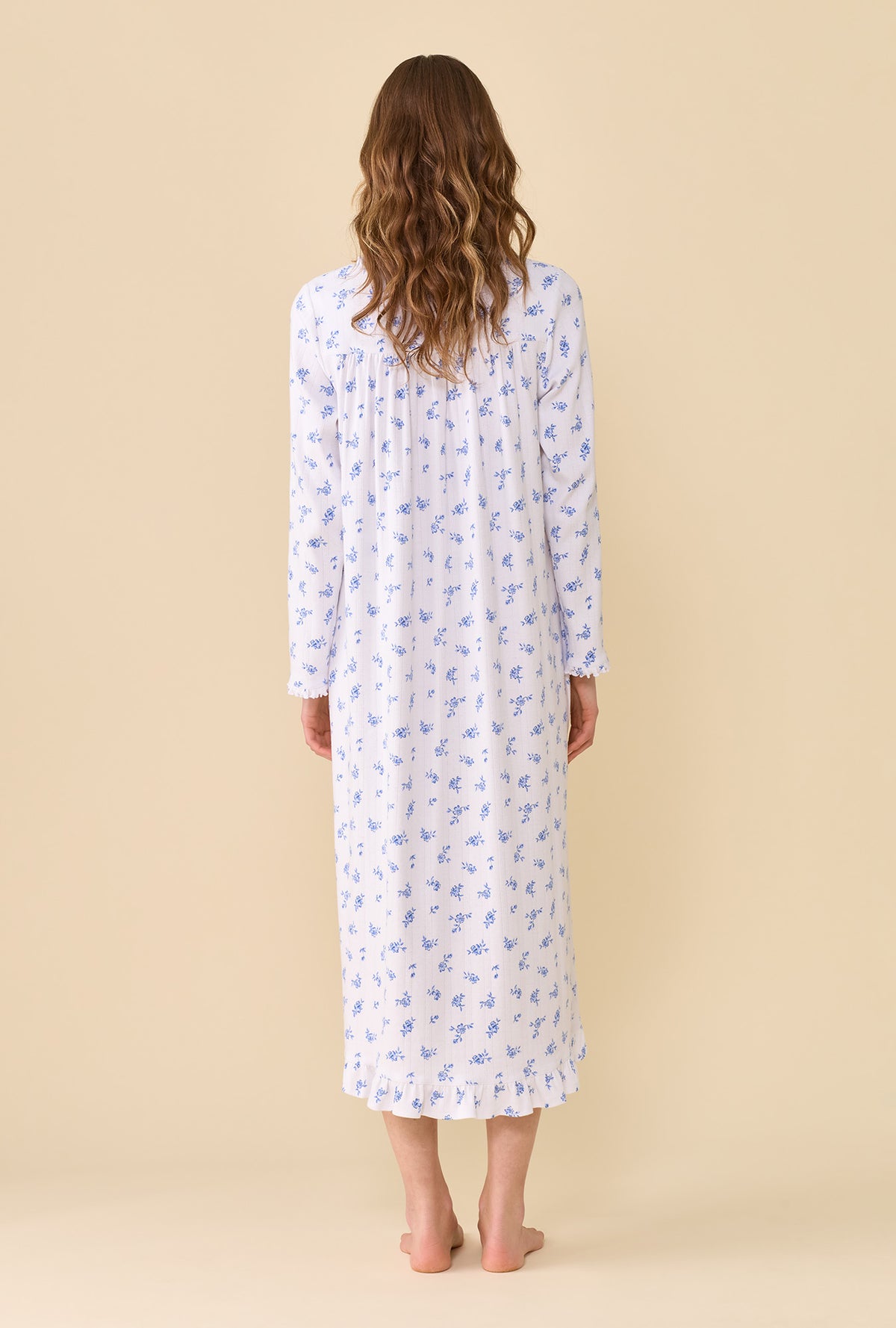 Forget-Me-Not 100% Cotton Pointelle Long Sleeve Ballet Nightgown