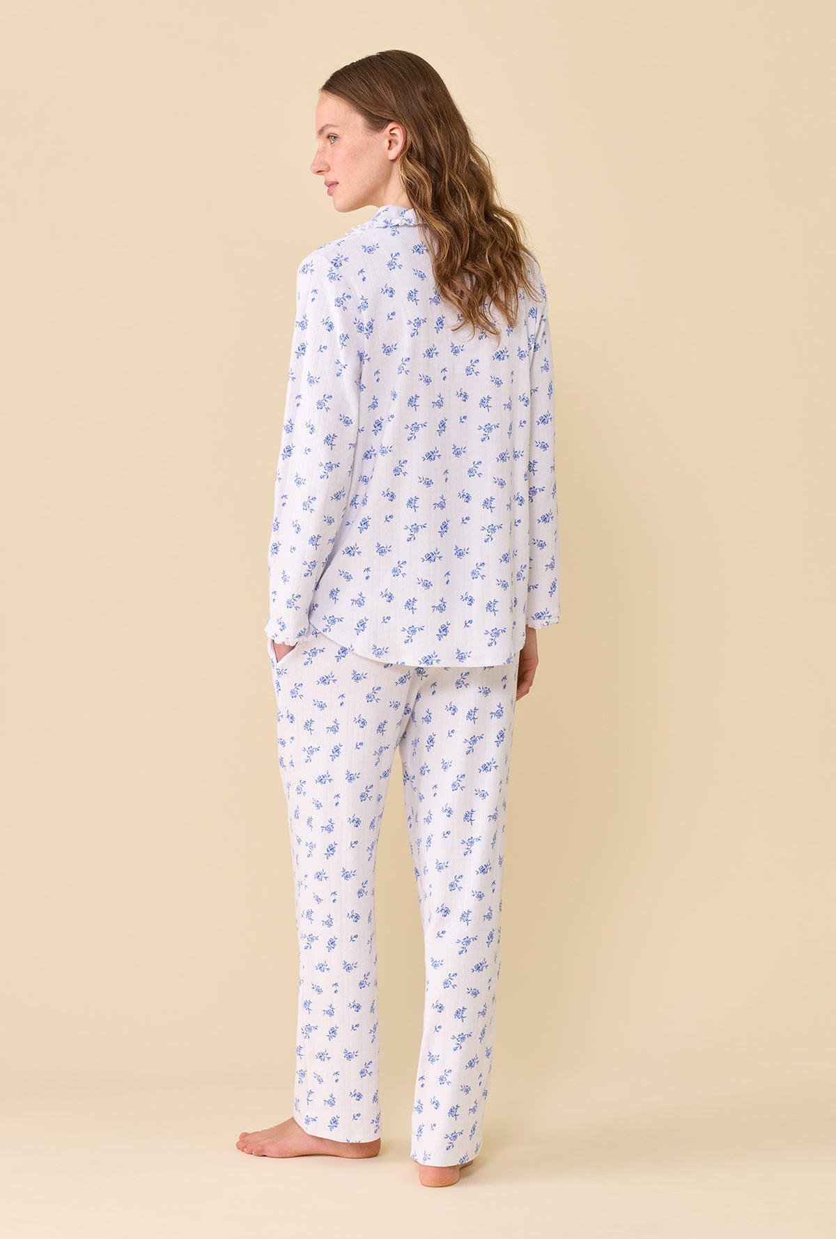 Forget-Me-Not 100% Cotton Pointelle Notch Collar Pajama