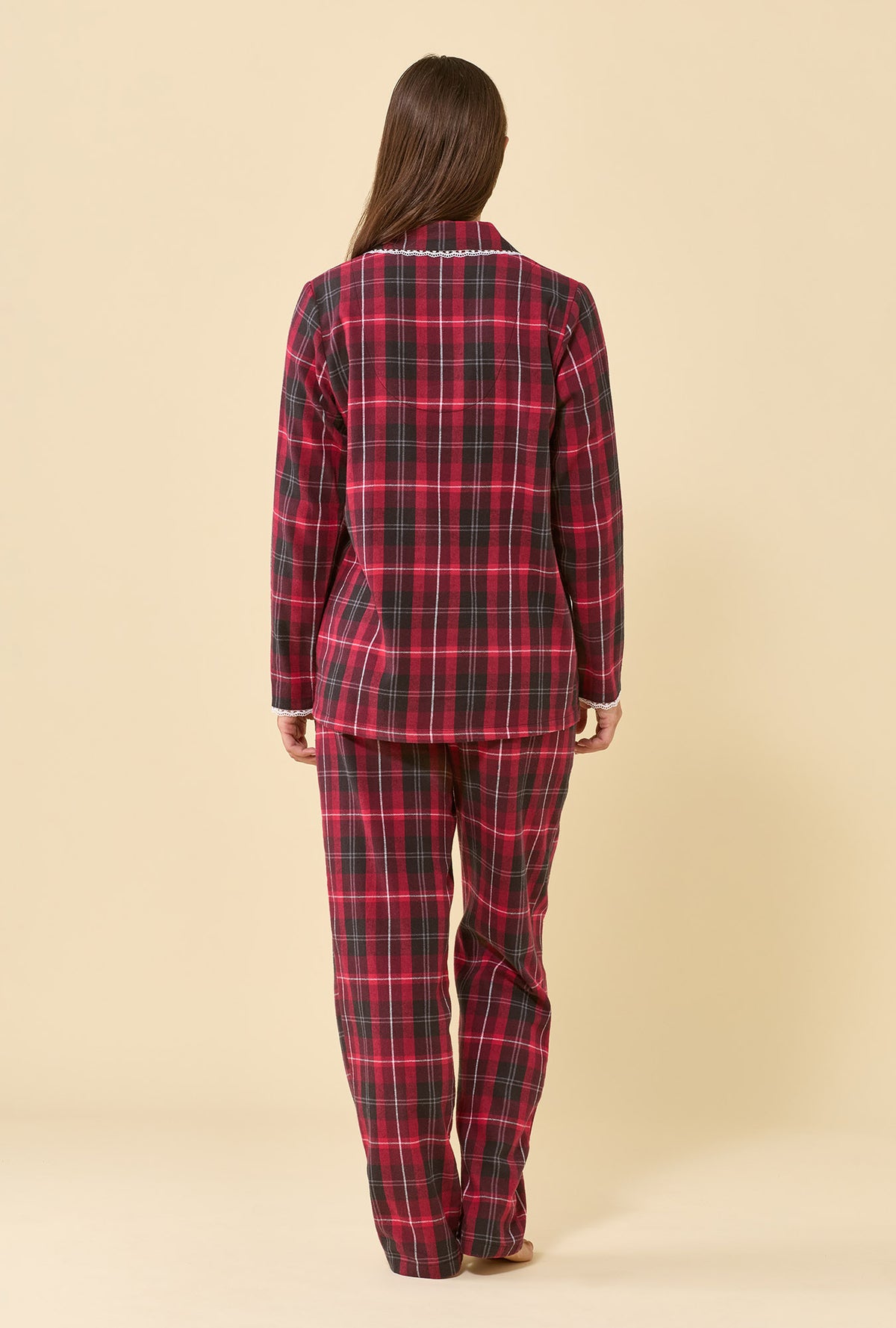 Rosewood Plaid 100% Cotton Flannel Long Sleeve Pajama Set