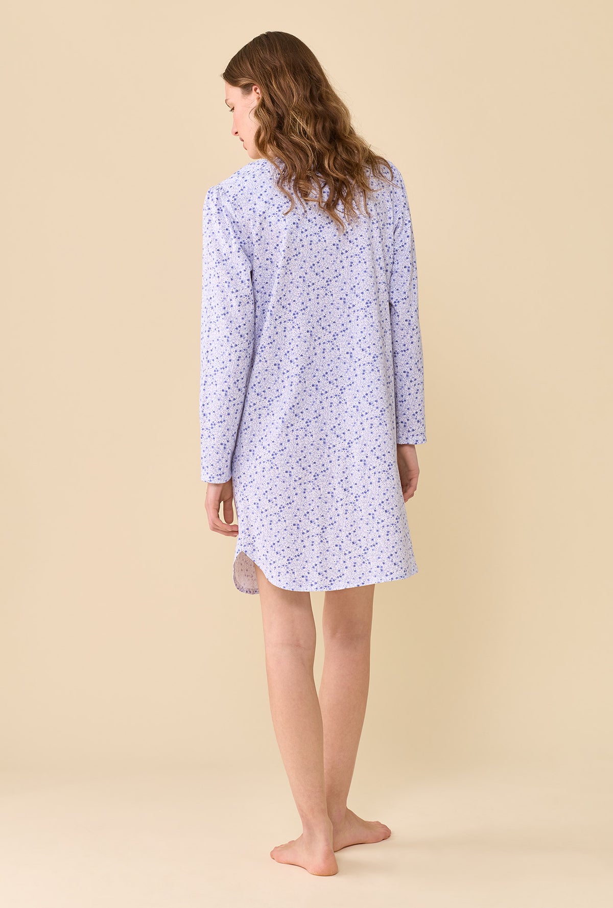 Violet Haze 100% Cotton Jersey Knit Long Sleeve Nightshirt