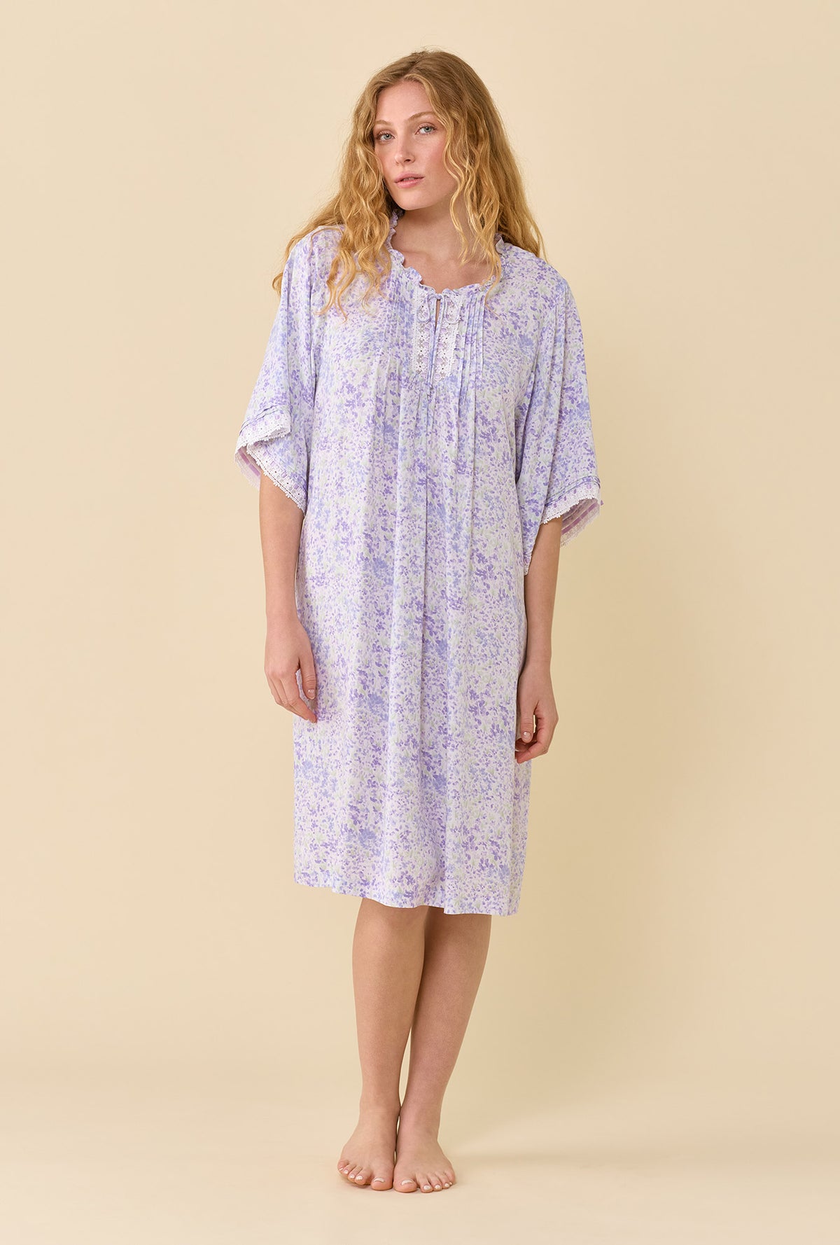 A lady wearing Lavender Whisper Caftan