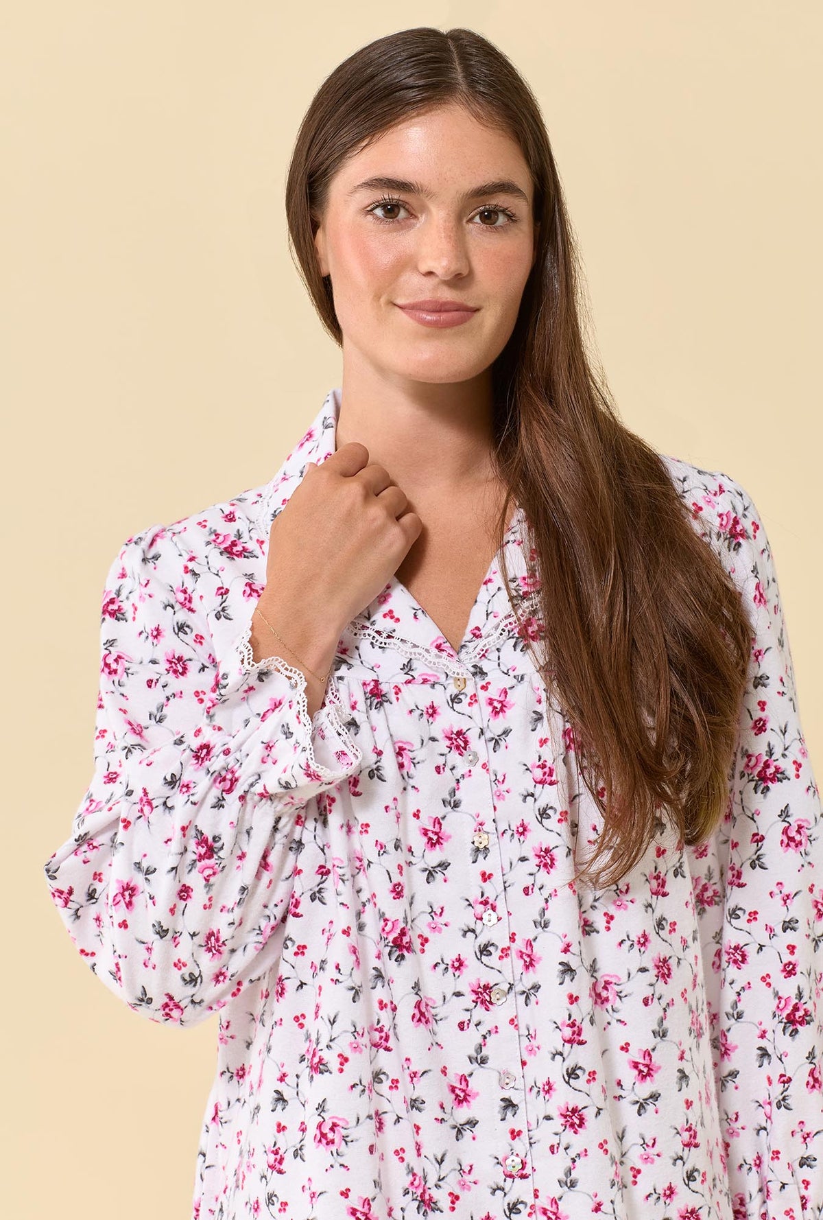 Wildberry 100% Cotton Flannel Long Sleeve Nightshirt
