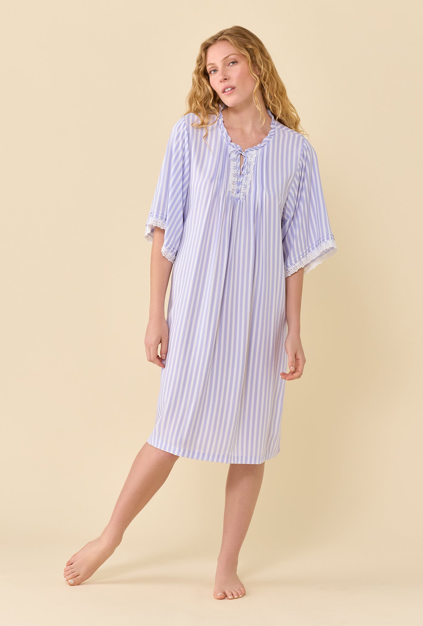 A lady wearing Provence Stripe Caftan