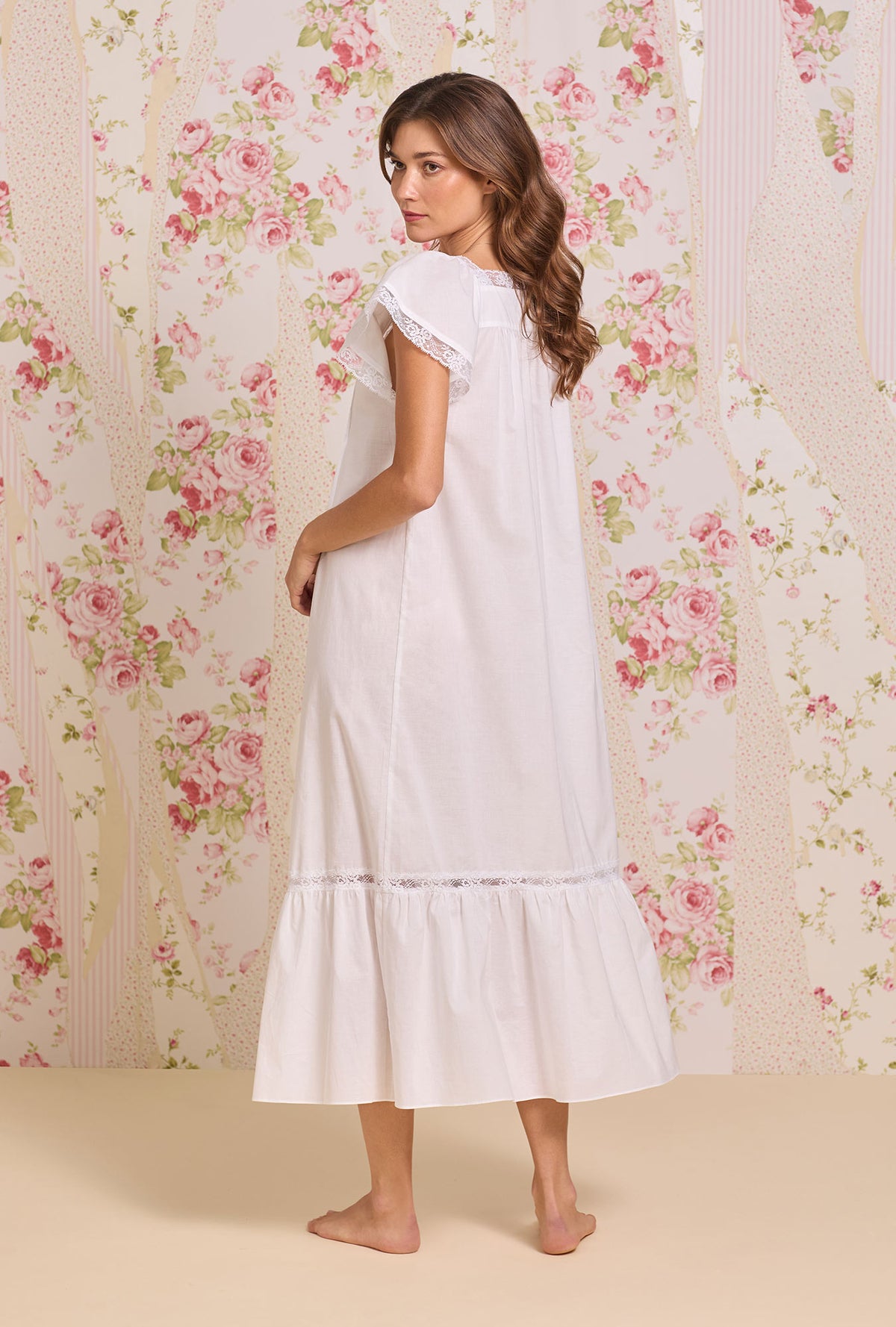 The "Grace" Iconic White Cotton Lawn Flutter Sleeve Ballet Nightgown
