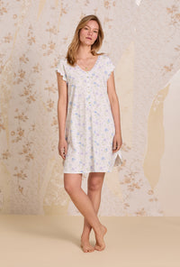 A lady wearing Florette Cotton Knit Nightshirt