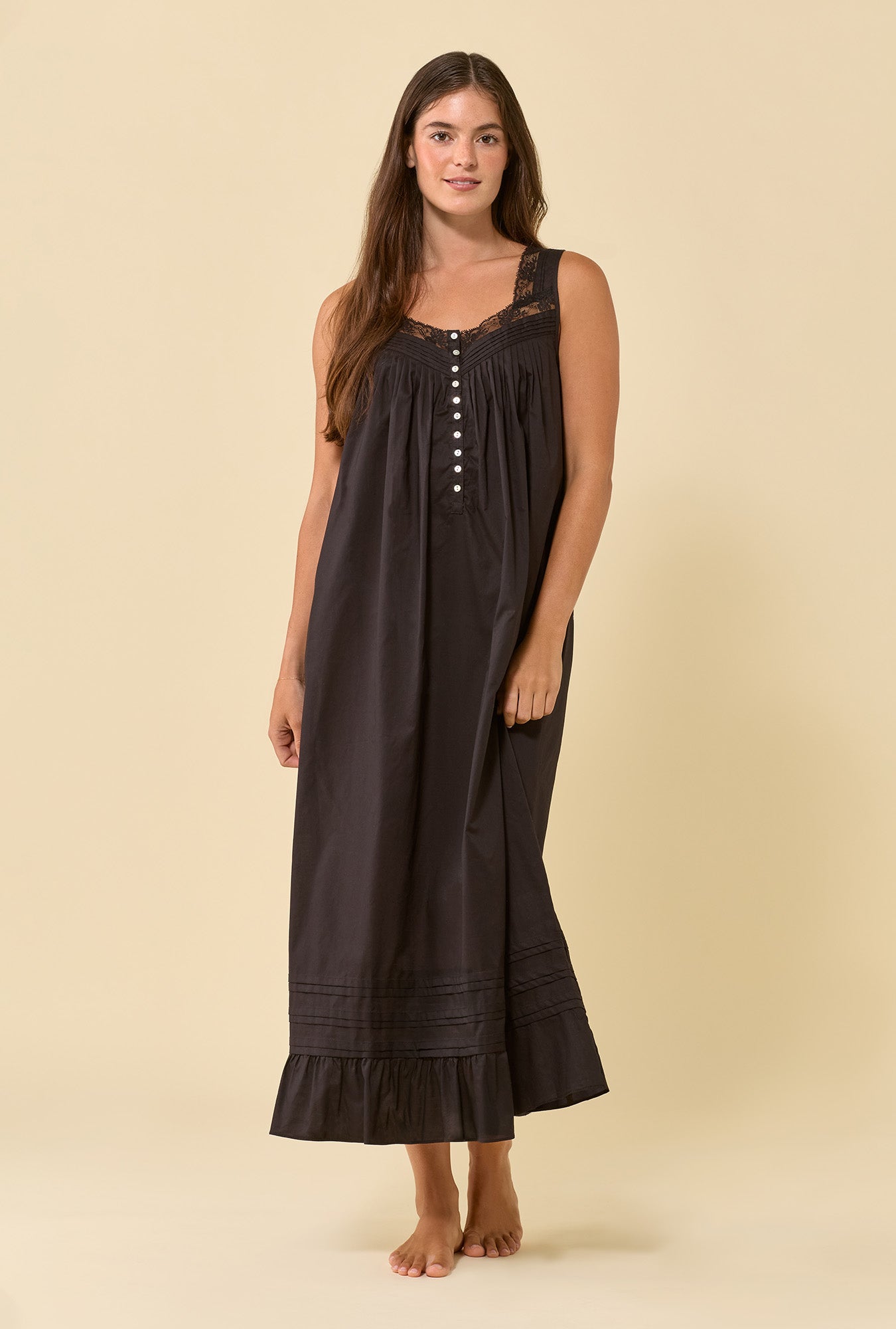 Eileen Iconic Black 100% Cotton Woven Lawn Ballet Nightgown