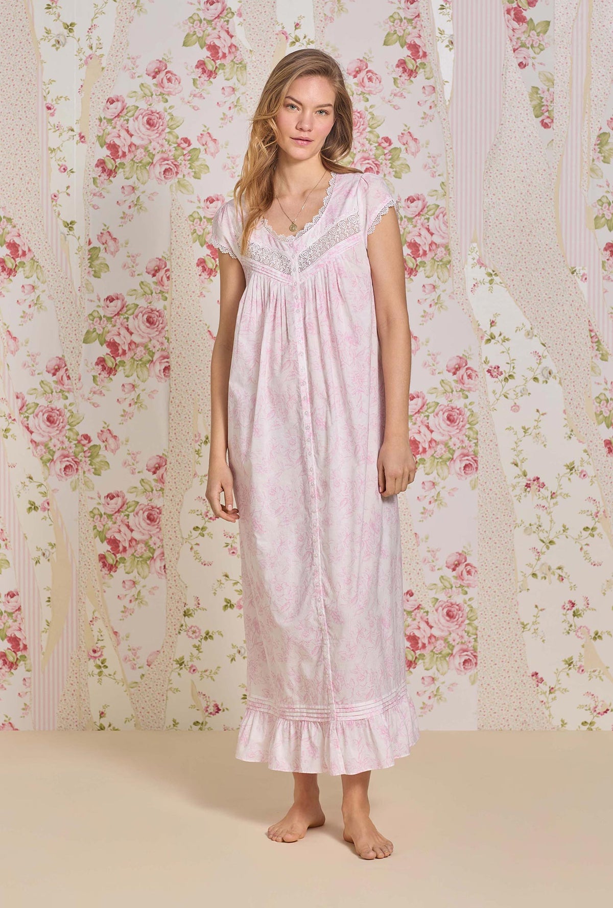 Blush Bloom Cotton Lawn Button Front Robe