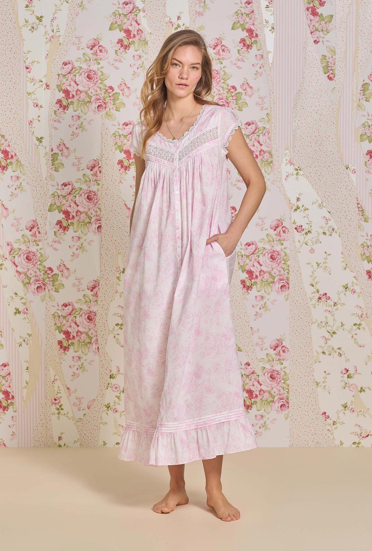 Blush Bloom Cotton Lawn Button Front Robe