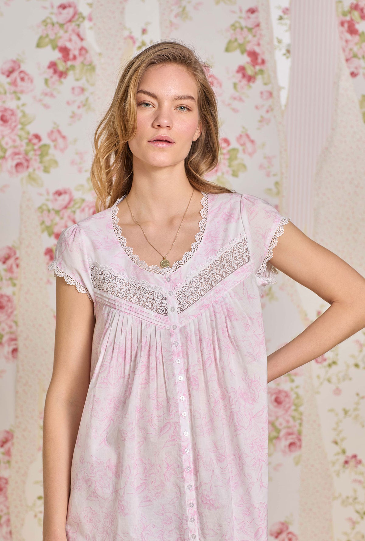Blush Bloom Cotton Lawn Button Front Robe