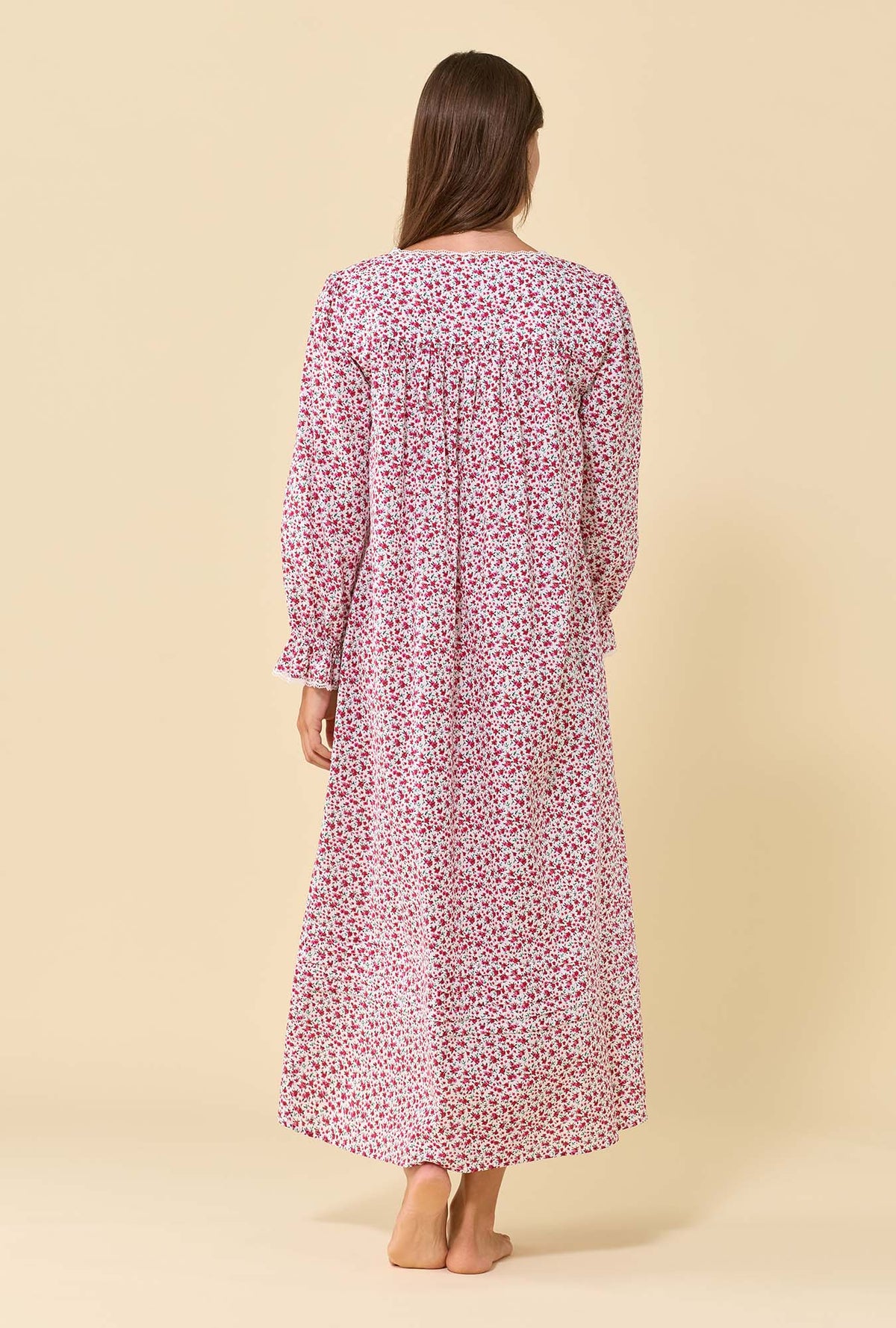 Holly Ditsy 100% Cotton Woven Lawn Long Sleeve Ballet Nightgown