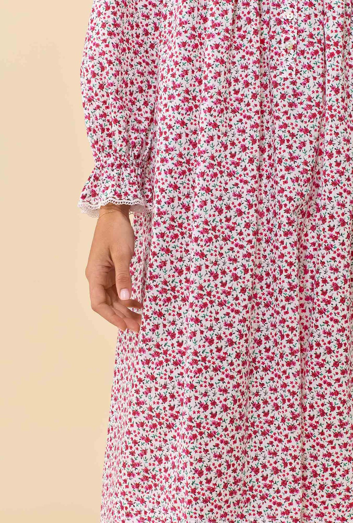 Holly Ditsy 100% Cotton Woven Lawn Long Sleeve Ballet Nightgown