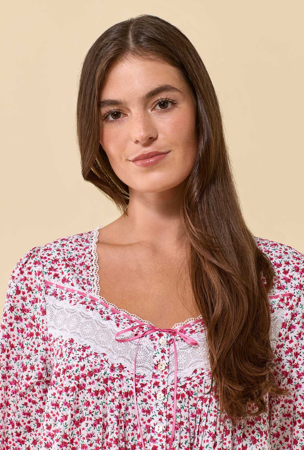 Holly Ditsy 100% Cotton Woven Lawn Long Sleeve Ballet Nightgown