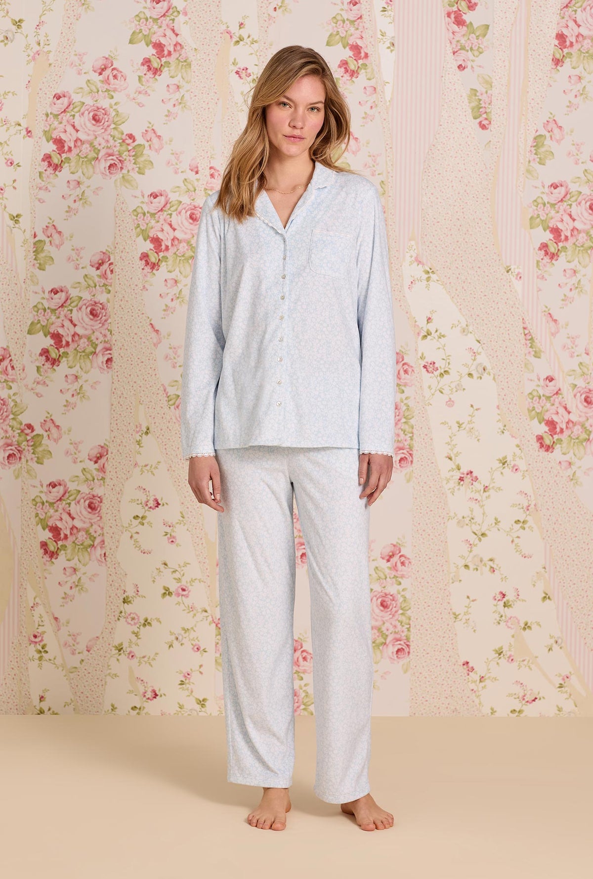 Powder Petal Cotton Flannel Long Sleeve Pajama