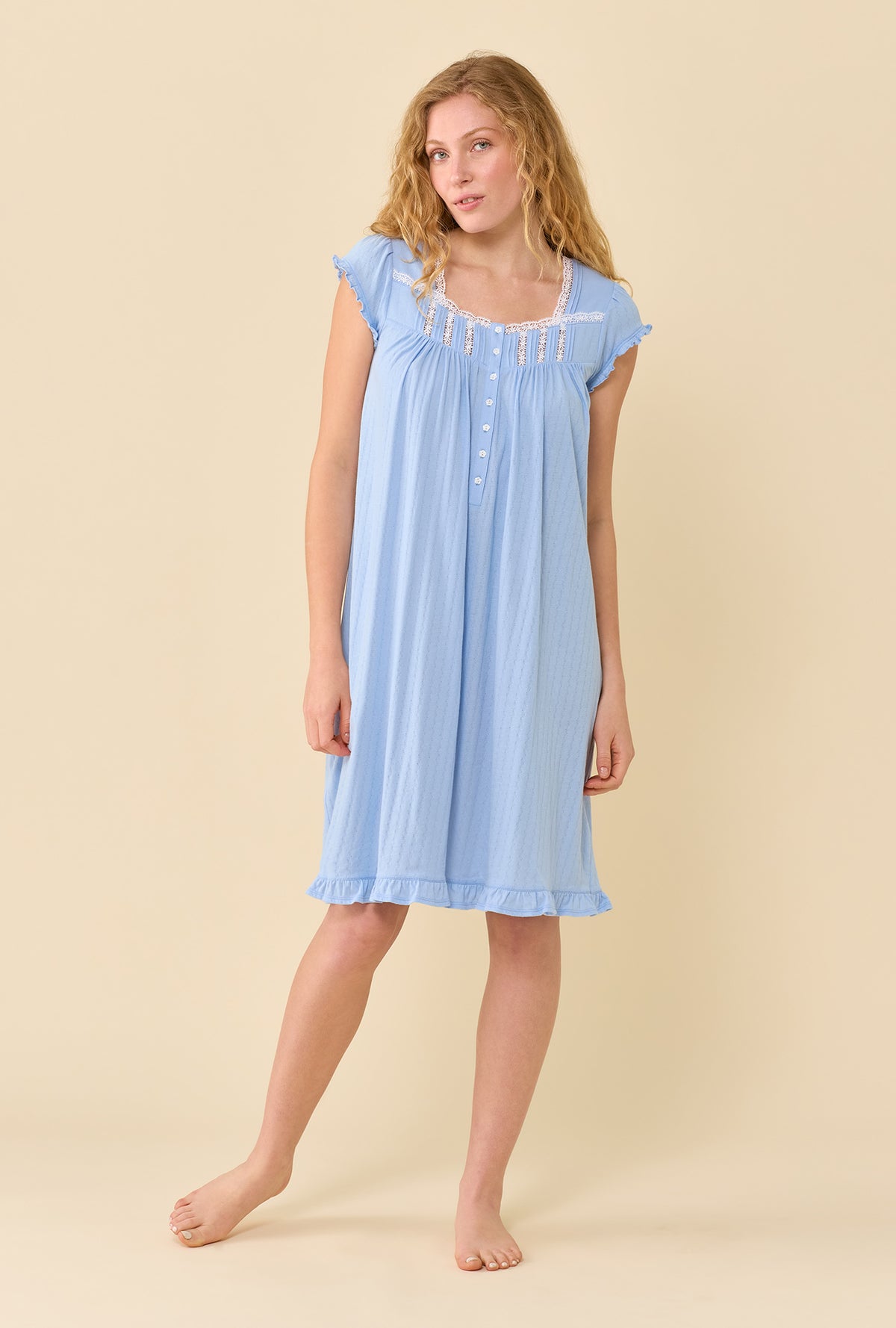 A lady wearing Periwinkle Waltz Nightgown