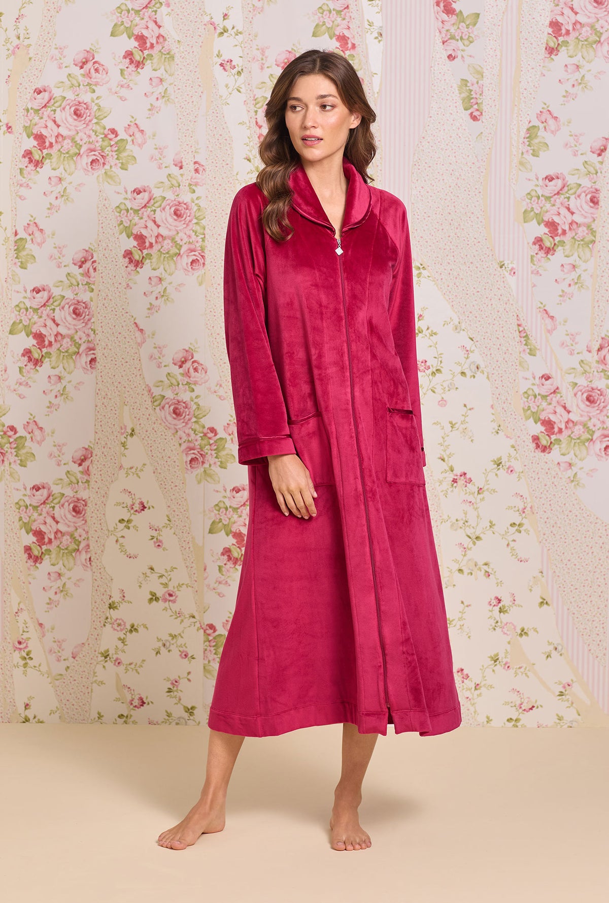 Lux Velour Long Zip Robe